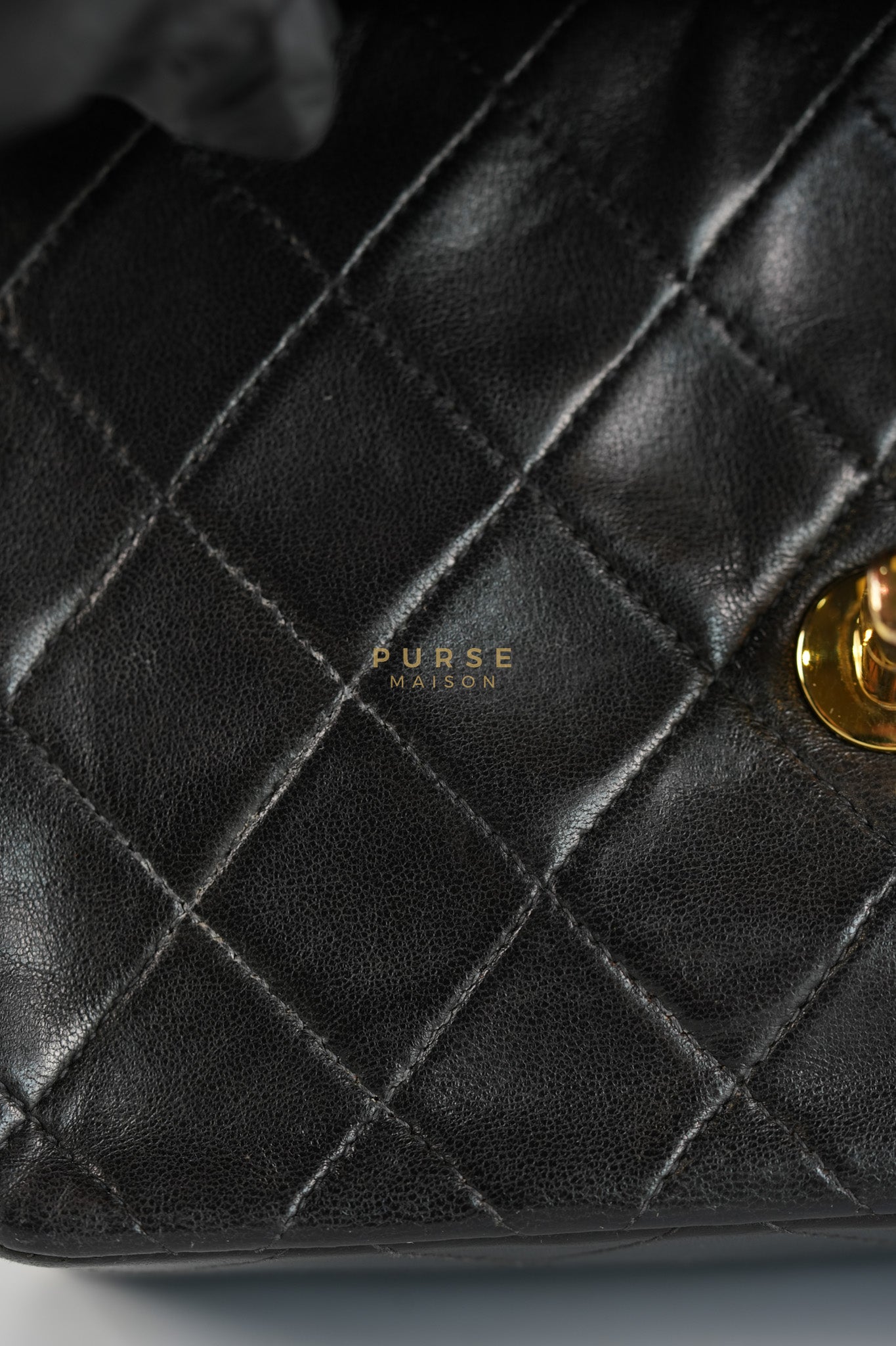 Vintage Mini Square Flap Bag in Black Quilted Lambskin Leather & Gold Hardware Series 4 | Purse Maison Luxury Bags Shop