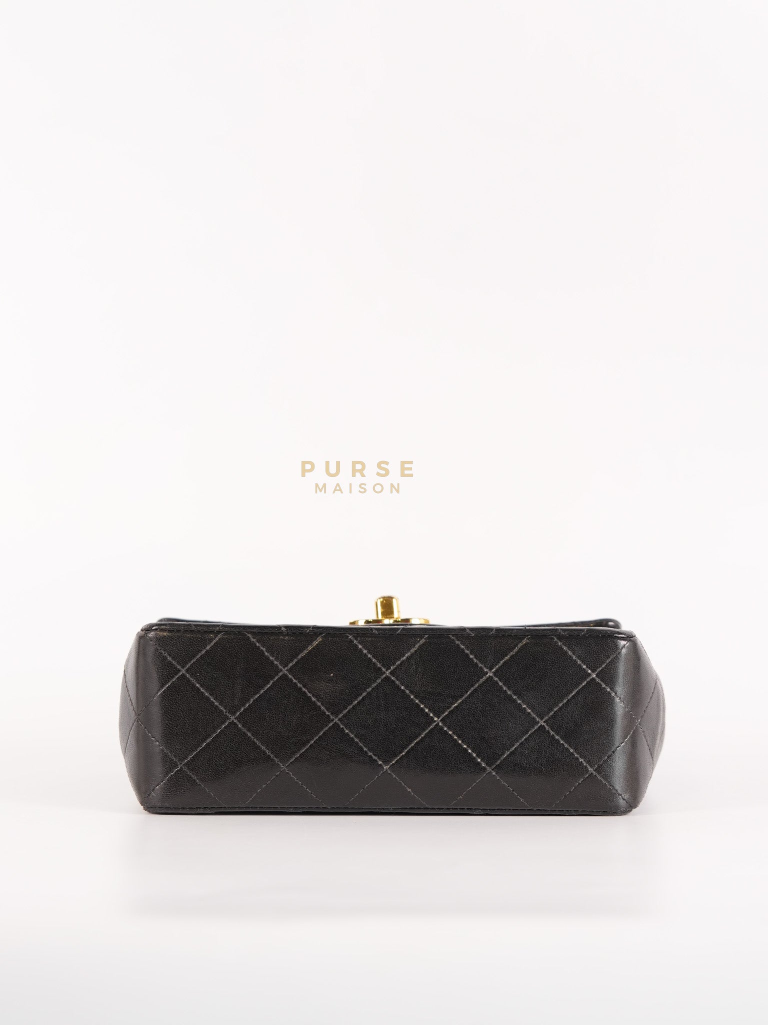 Vintage Mini Square Flap Bag in Black Quilted Lambskin Leather & Gold Hardware Series 4 | Purse Maison Luxury Bags Shop
