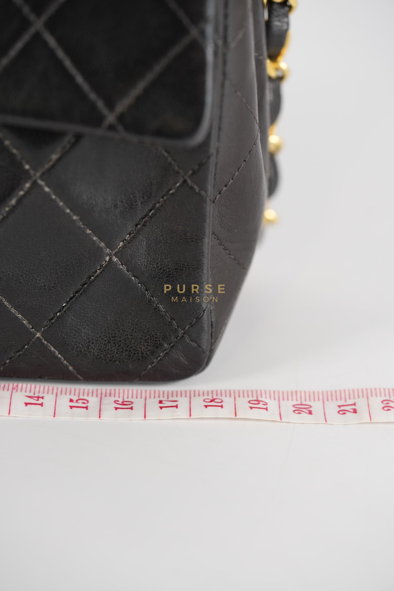 Vintage Mini Square Flap Bag in Black Quilted Lambskin Leather & Gold Hardware Series 4 | Purse Maison Luxury Bags Shop