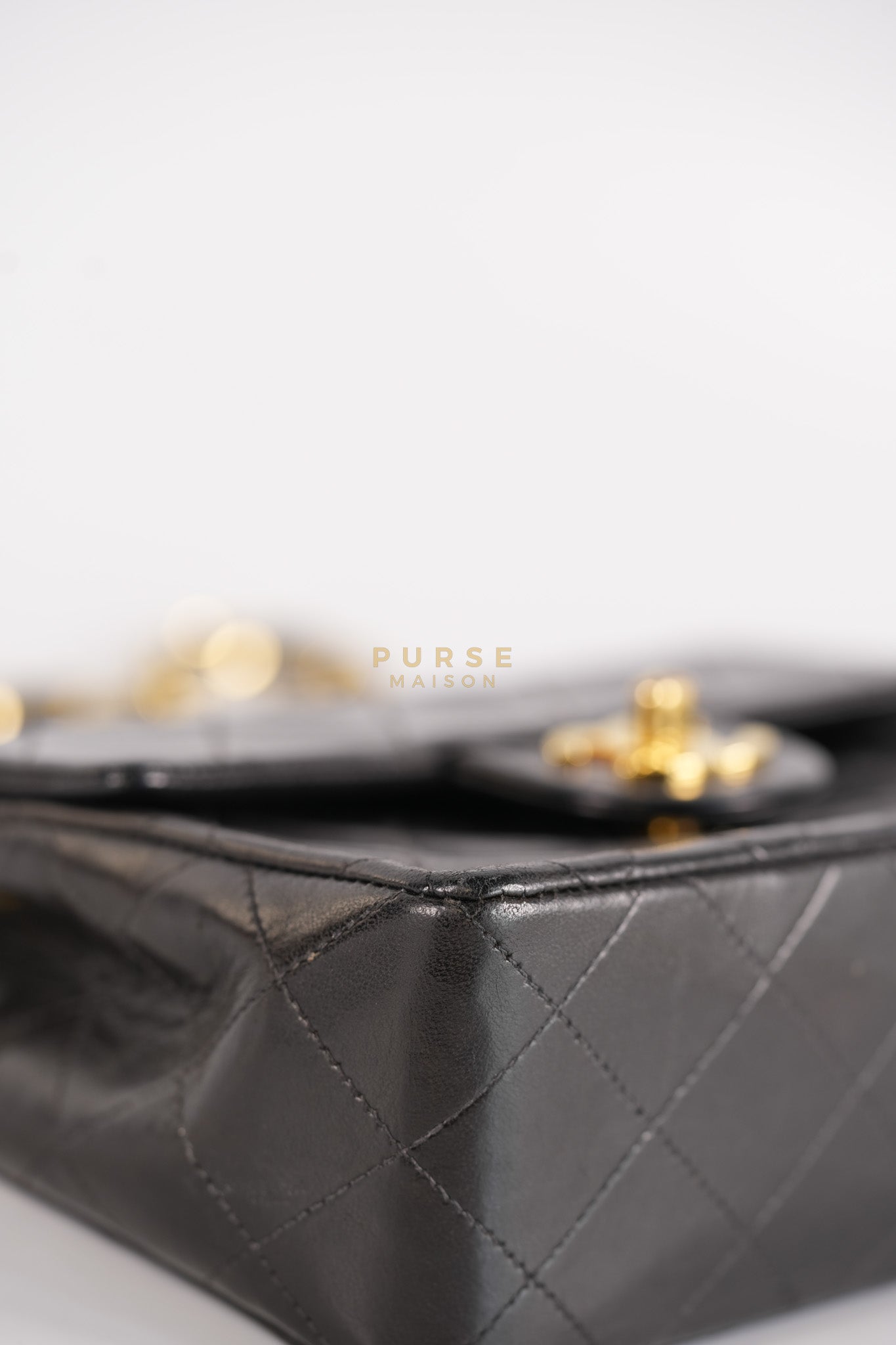 Vintage Mini Square Flap Bag in Black Quilted Lambskin Leather & Gold Hardware Series 4 | Purse Maison Luxury Bags Shop