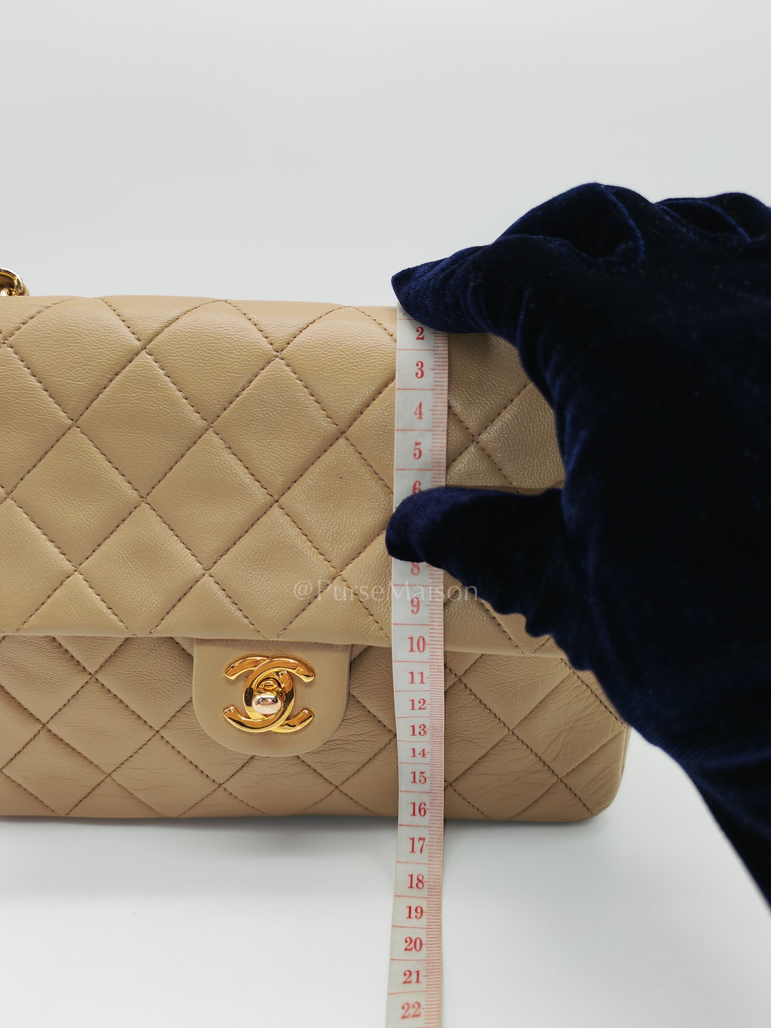 Vintage Single Flap in Dark Beige Quilted Lambskin Leather and Gold Hardware Series 1 | Purse Maison Luxury Bags Shop