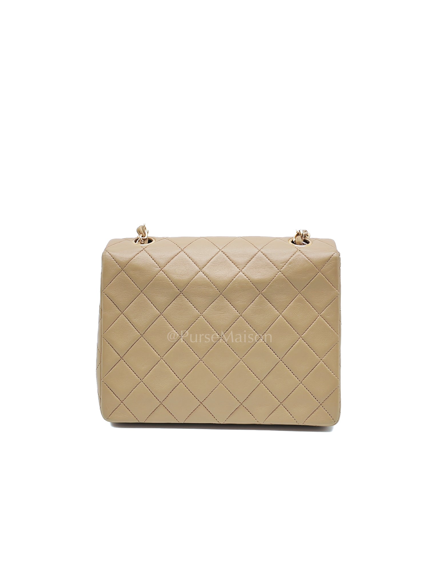 Vintage Single Flap in Dark Beige Quilted Lambskin Leather and Gold Hardware Series 1 | Purse Maison Luxury Bags Shop