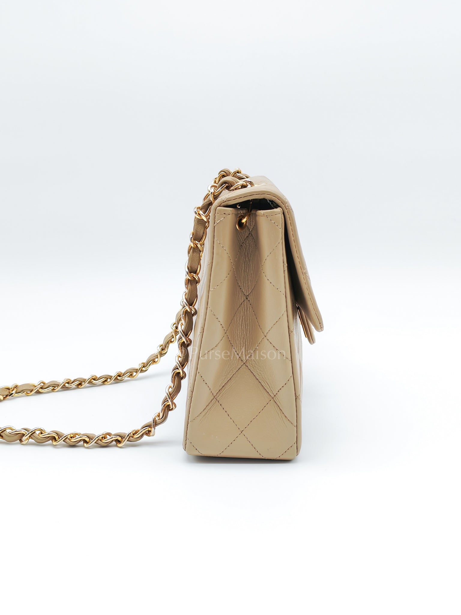 Vintage Single Flap in Dark Beige Quilted Lambskin Leather and Gold Hardware Series 1 | Purse Maison Luxury Bags Shop