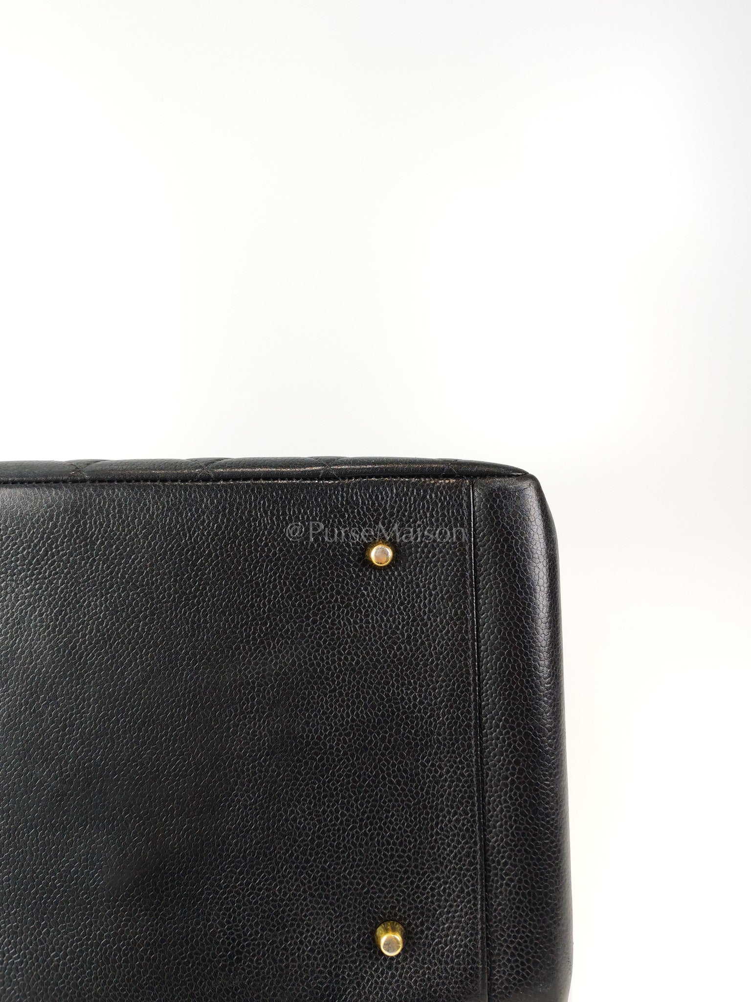 Vintage Tote Bag in Black Quilted Caviar Leather and Gold Hardware Series 4 | Purse Maison Luxury Bags Shop