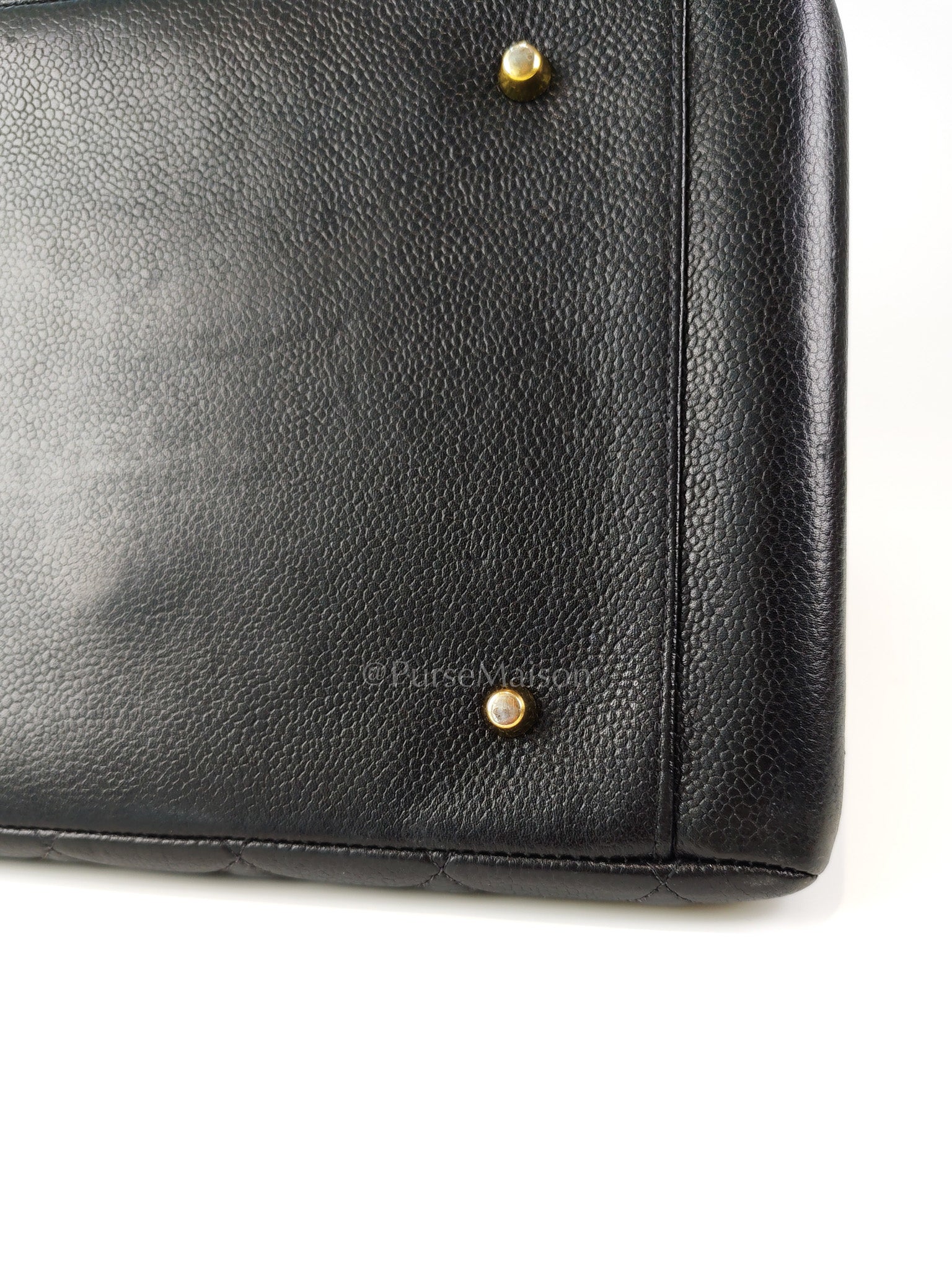 Vintage Tote Bag in Black Quilted Caviar Leather and Gold Hardware Series 4 | Purse Maison Luxury Bags Shop