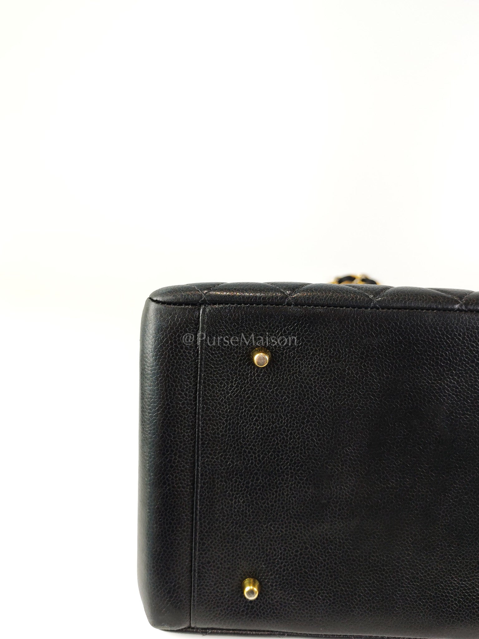 Vintage Tote Bag in Black Quilted Caviar Leather and Gold Hardware Series 4 | Purse Maison Luxury Bags Shop