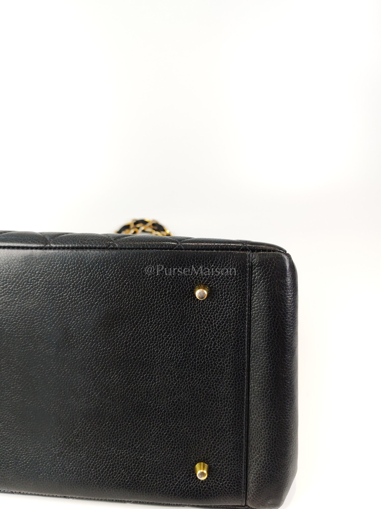 Vintage Tote Bag in Black Quilted Caviar Leather and Gold Hardware Series 4 | Purse Maison Luxury Bags Shop