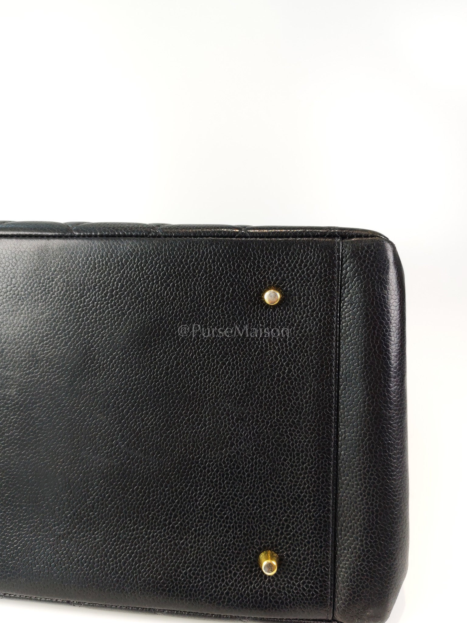 Vintage Tote Bag in Black Quilted Caviar Leather and Gold Hardware Series 4 | Purse Maison Luxury Bags Shop