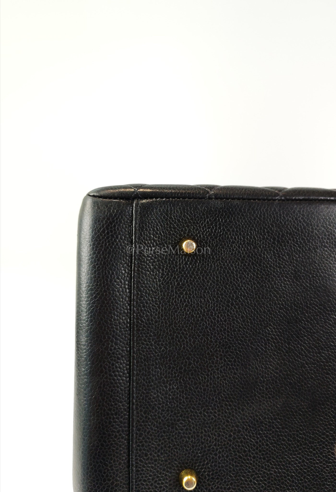 Vintage Tote Bag in Black Quilted Caviar Leather and Gold Hardware Series 4 | Purse Maison Luxury Bags Shop