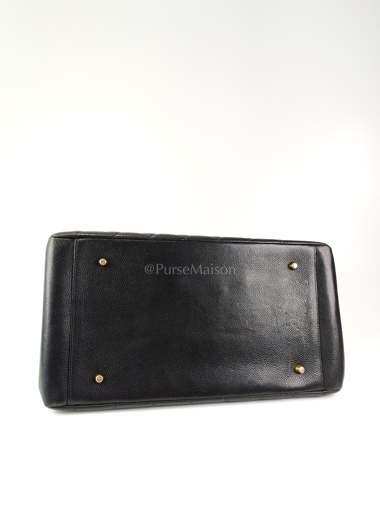 Vintage Tote Bag in Black Quilted Caviar Leather and Gold Hardware Series 4 | Purse Maison Luxury Bags Shop