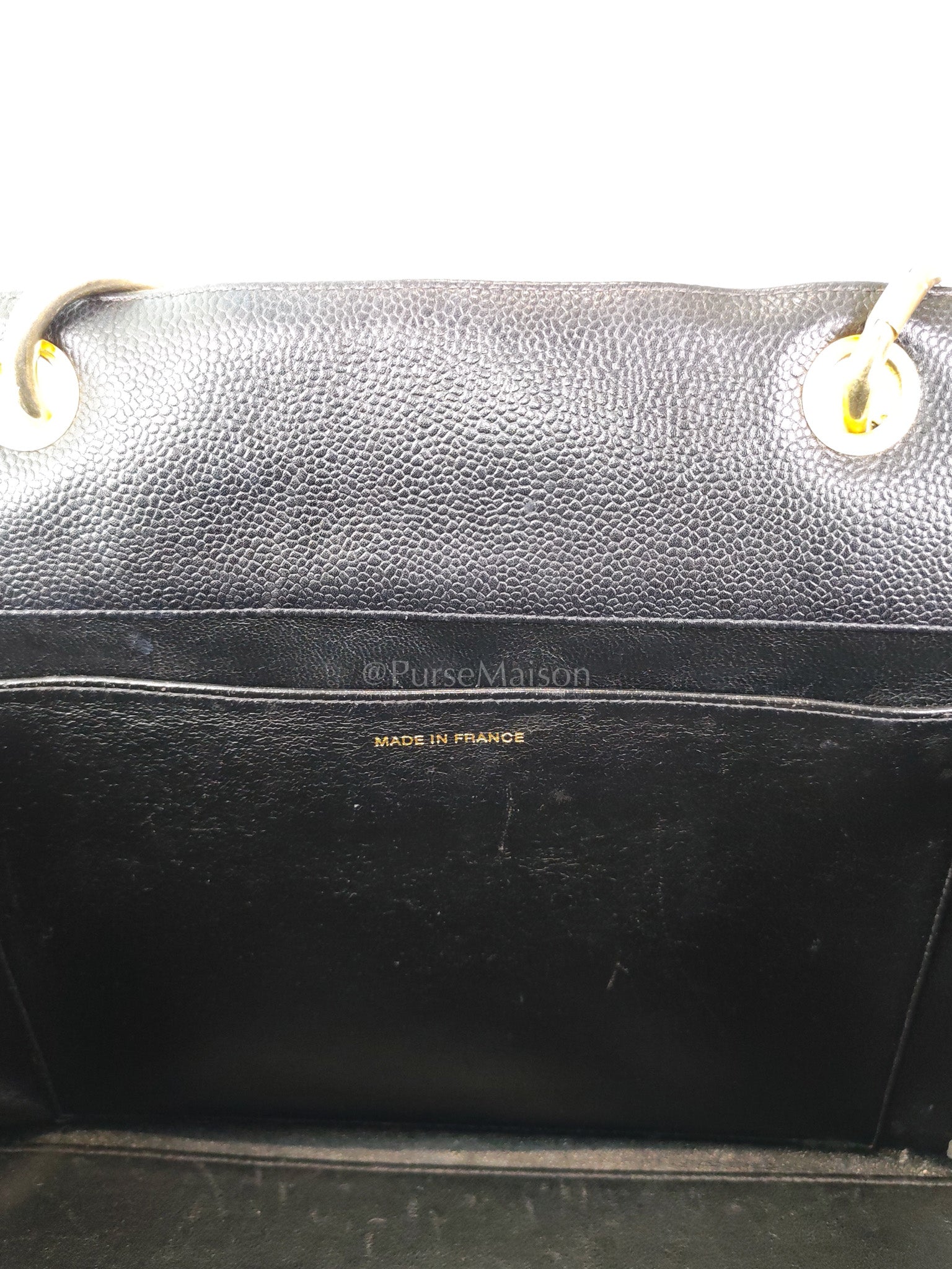 Vintage Tote Bag in Black Quilted Caviar Leather and Gold Hardware Series 4 | Purse Maison Luxury Bags Shop