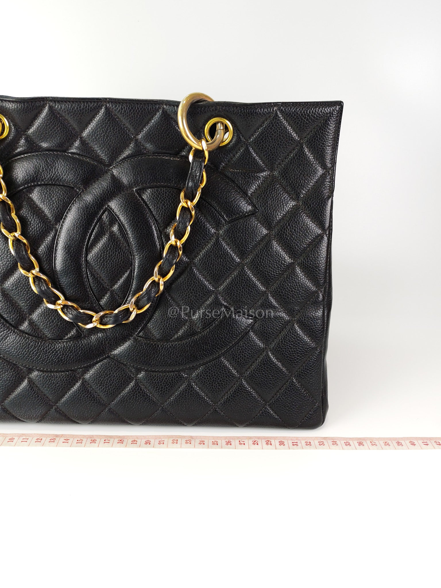 Vintage Tote Bag in Black Quilted Caviar Leather and Gold Hardware Series 4 | Purse Maison Luxury Bags Shop
