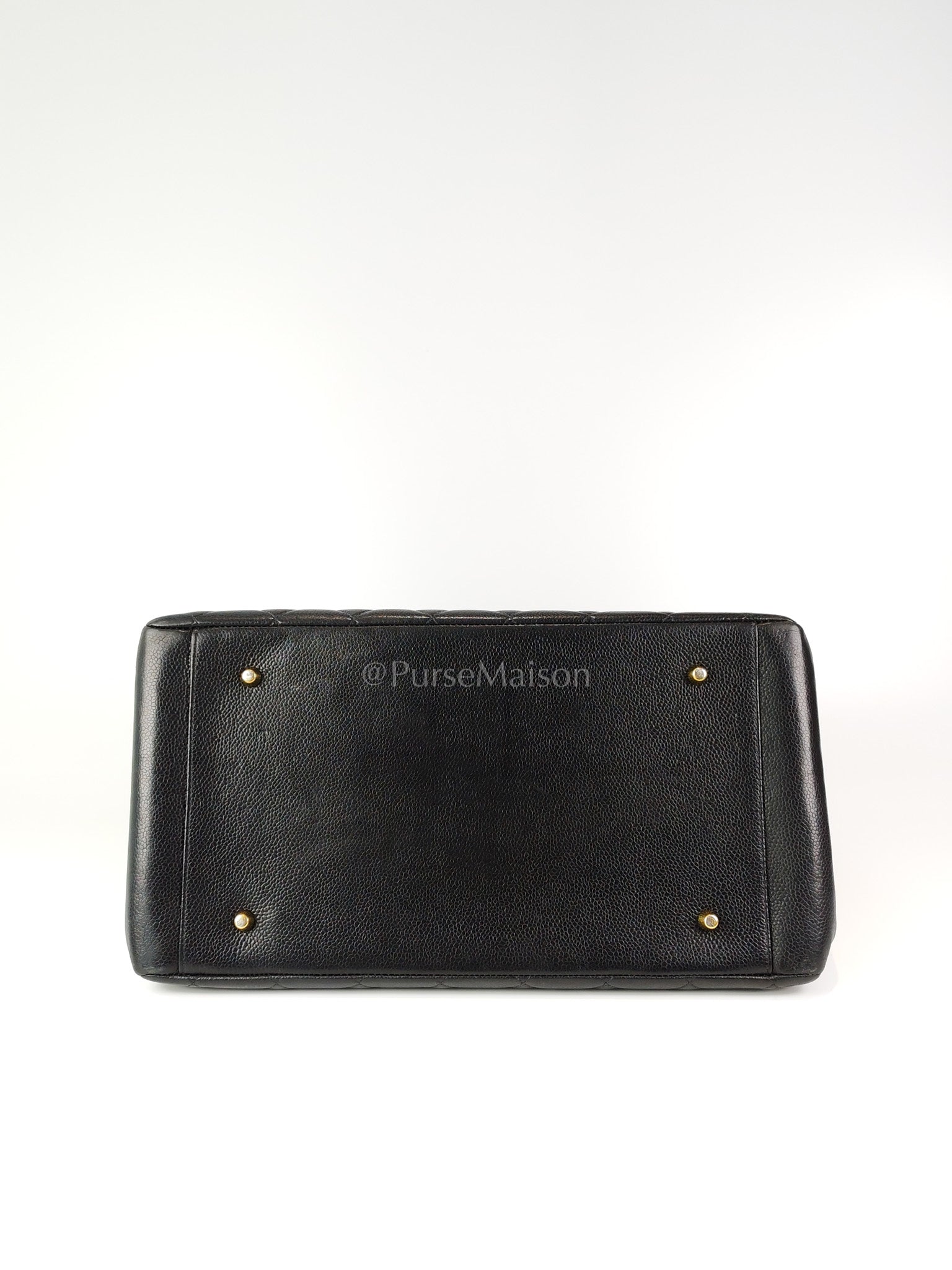 Vintage Tote Bag in Black Quilted Caviar Leather and Gold Hardware Series 4 | Purse Maison Luxury Bags Shop