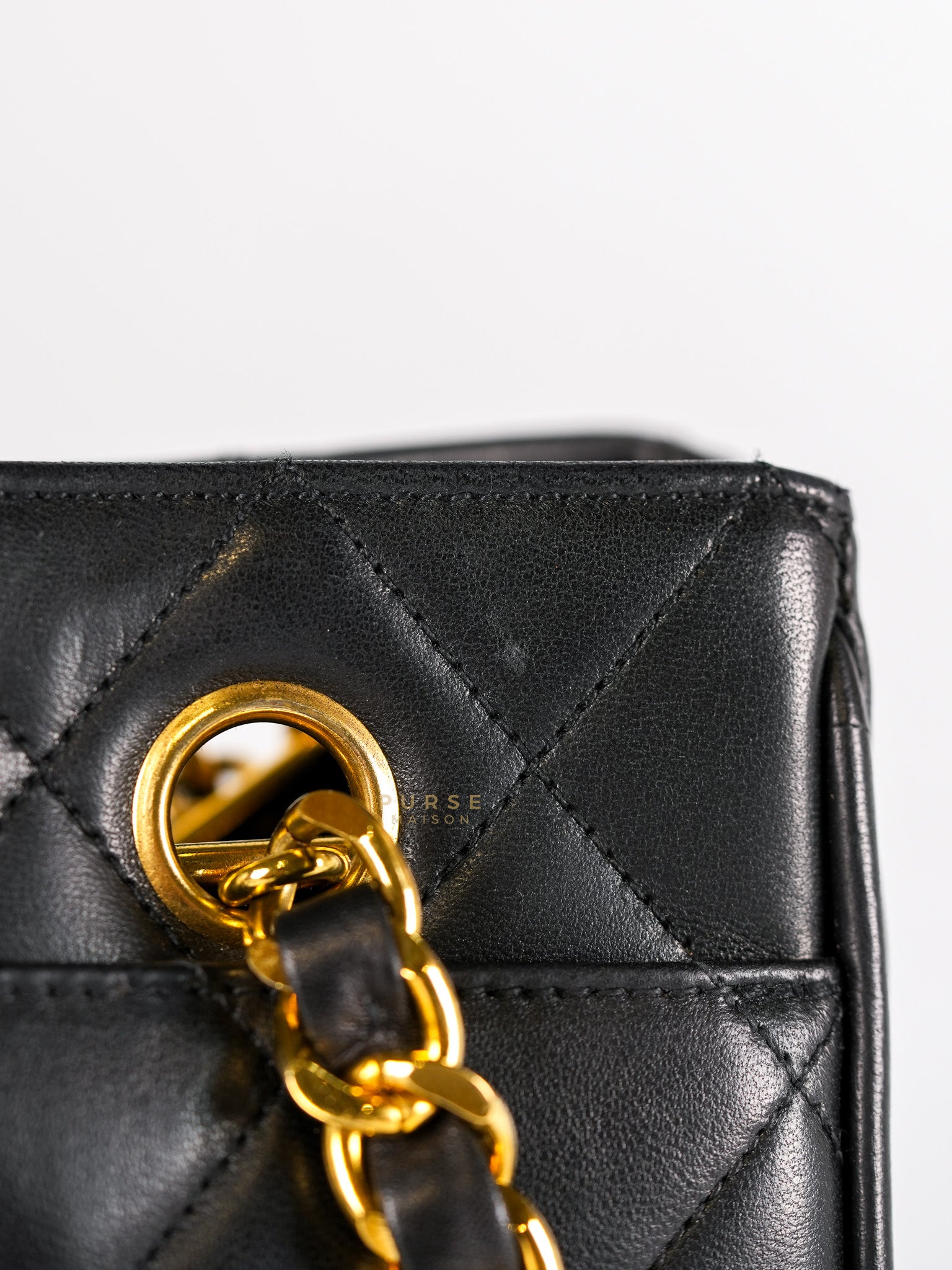 Vintage Tote Bag Medium in Black Quilted Lambskin Leather Series 25 | Purse Maison Luxury Bags Shop