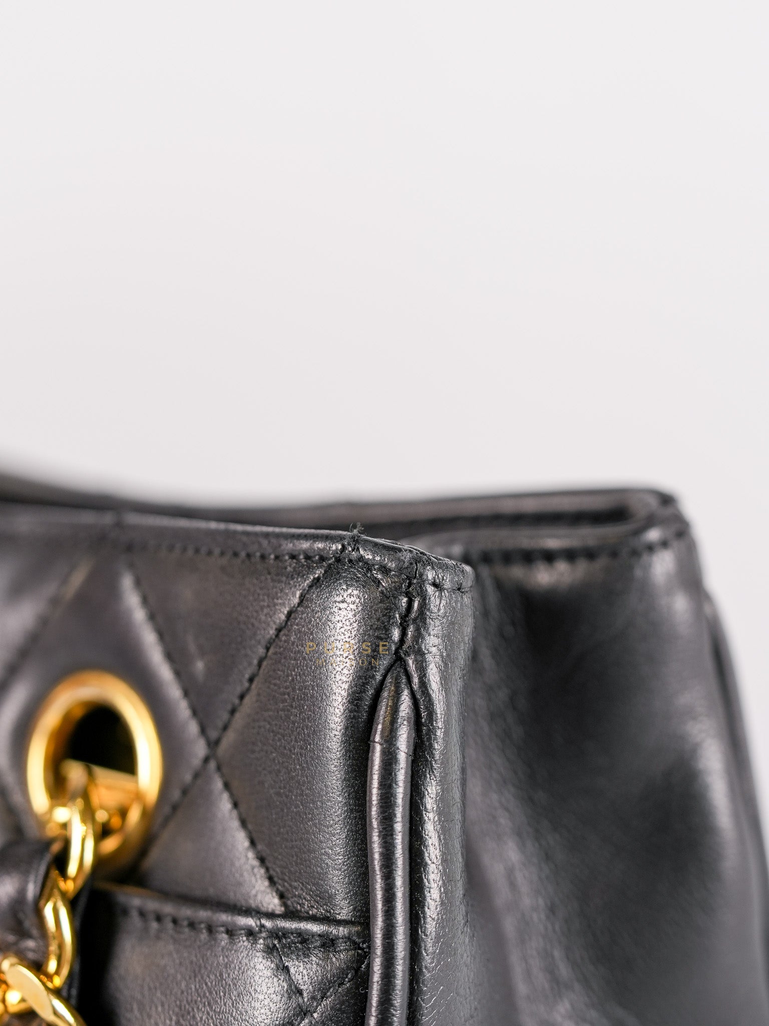 Vintage Tote Bag Medium in Black Quilted Lambskin Leather Series 25 | Purse Maison Luxury Bags Shop