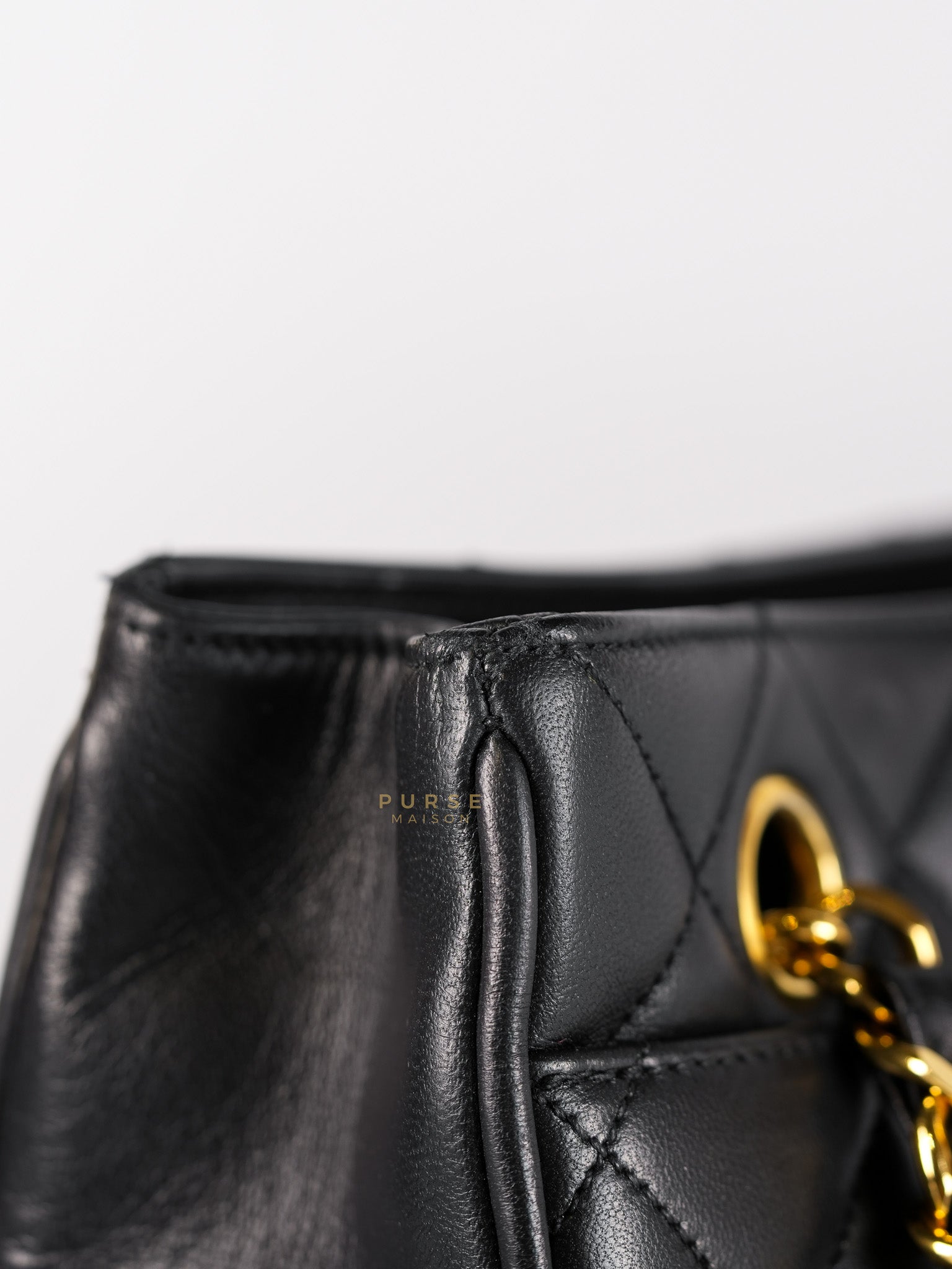 Vintage Tote Bag Medium in Black Quilted Lambskin Leather Series 25 | Purse Maison Luxury Bags Shop