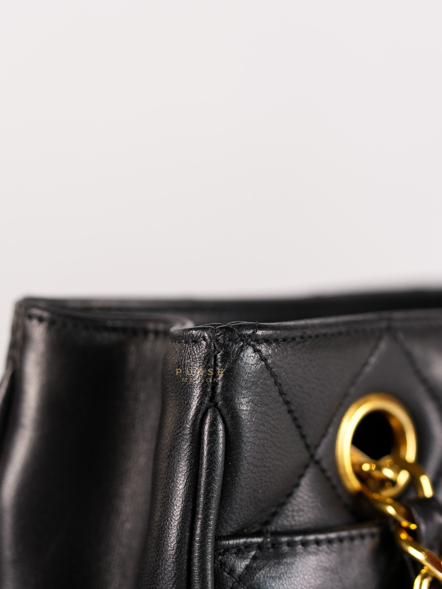 Vintage Tote Bag Medium in Black Quilted Lambskin Leather Series 25 | Purse Maison Luxury Bags Shop