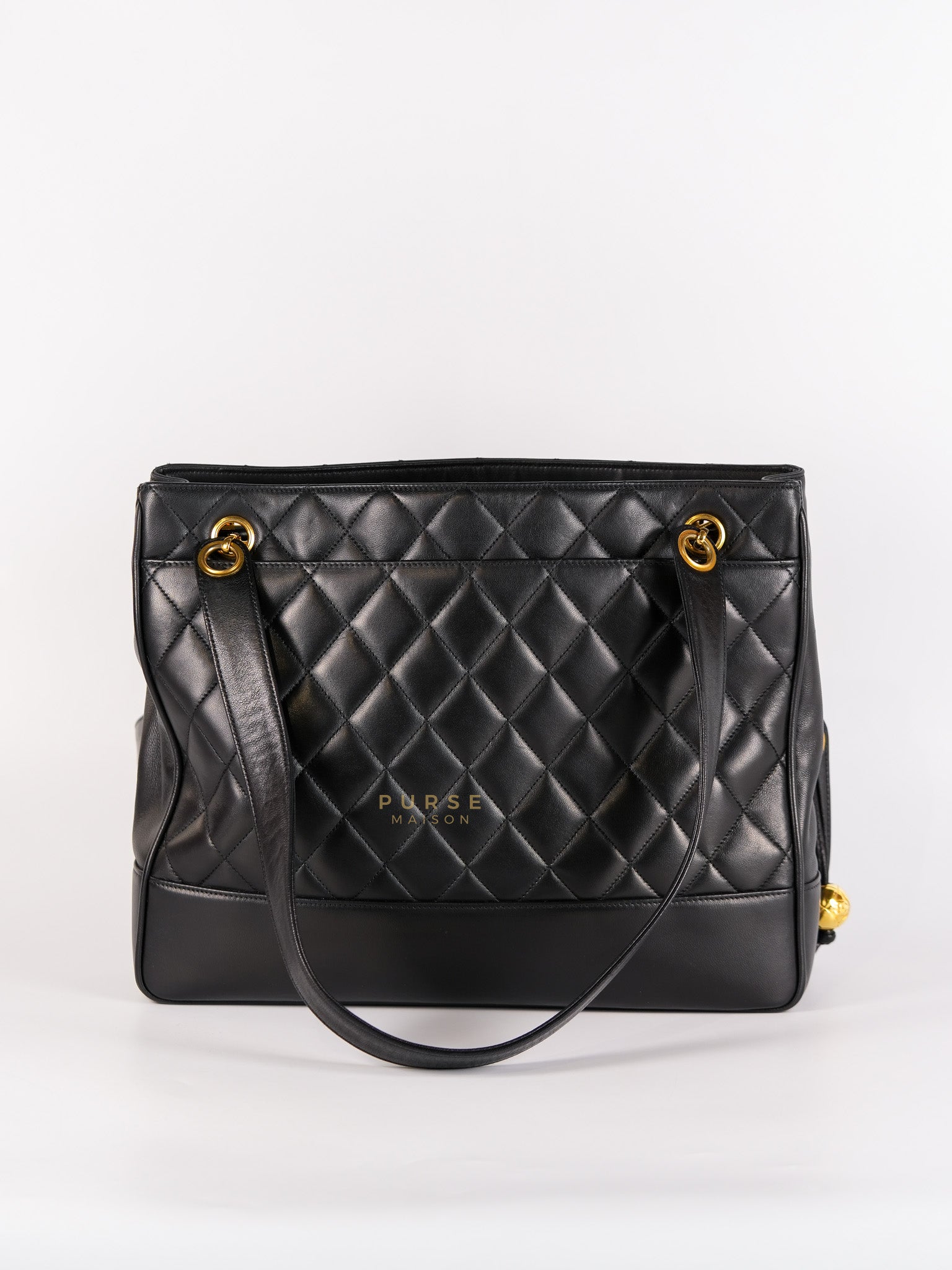 Vintage Tote Bag Medium in Black Quilted Lambskin Leather Series 25 | Purse Maison Luxury Bags Shop