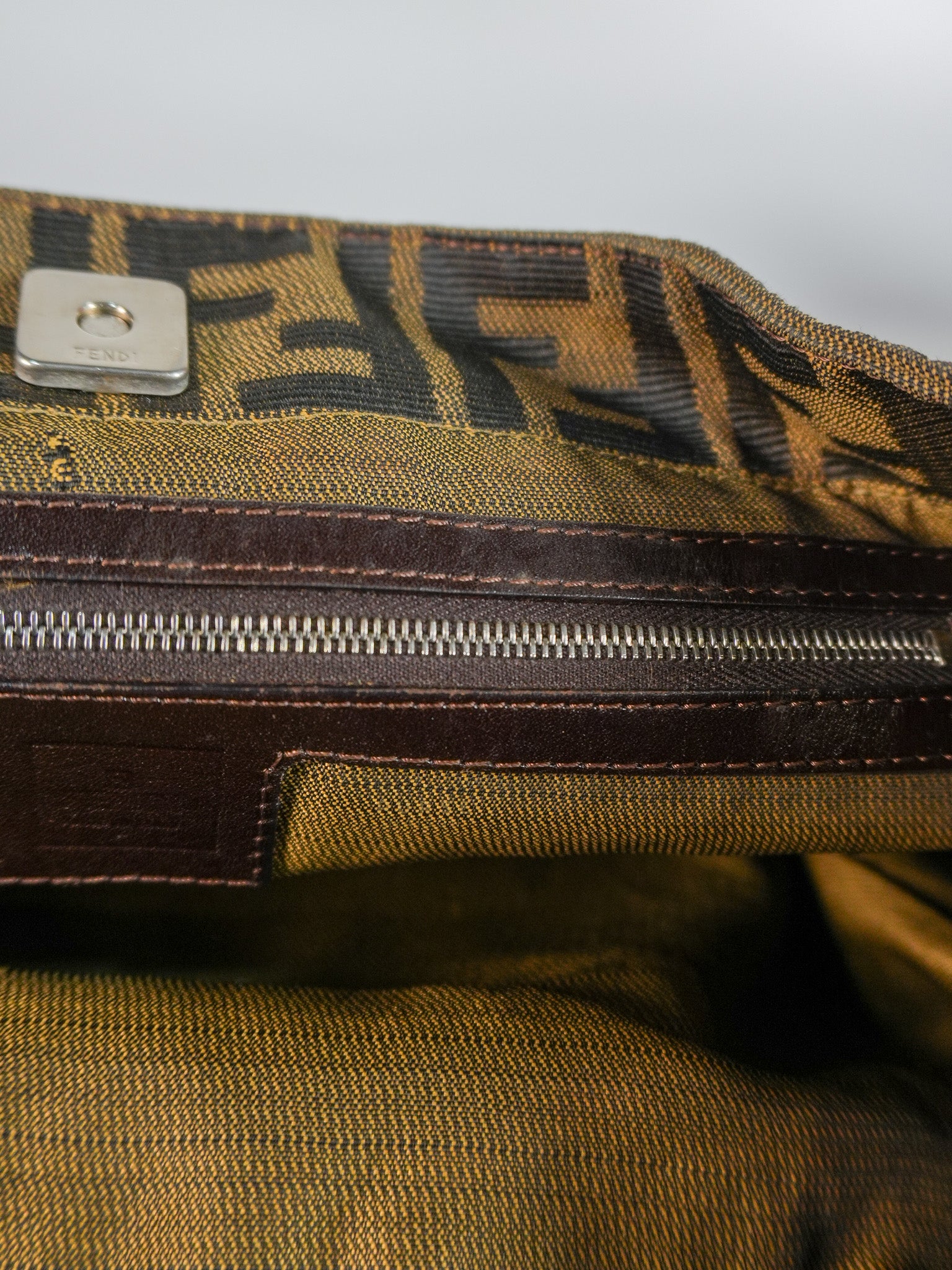 Vintage Zucca Canvas & Calfskin Leather Small Tote Bag | Purse Maison Luxury Bags Shop