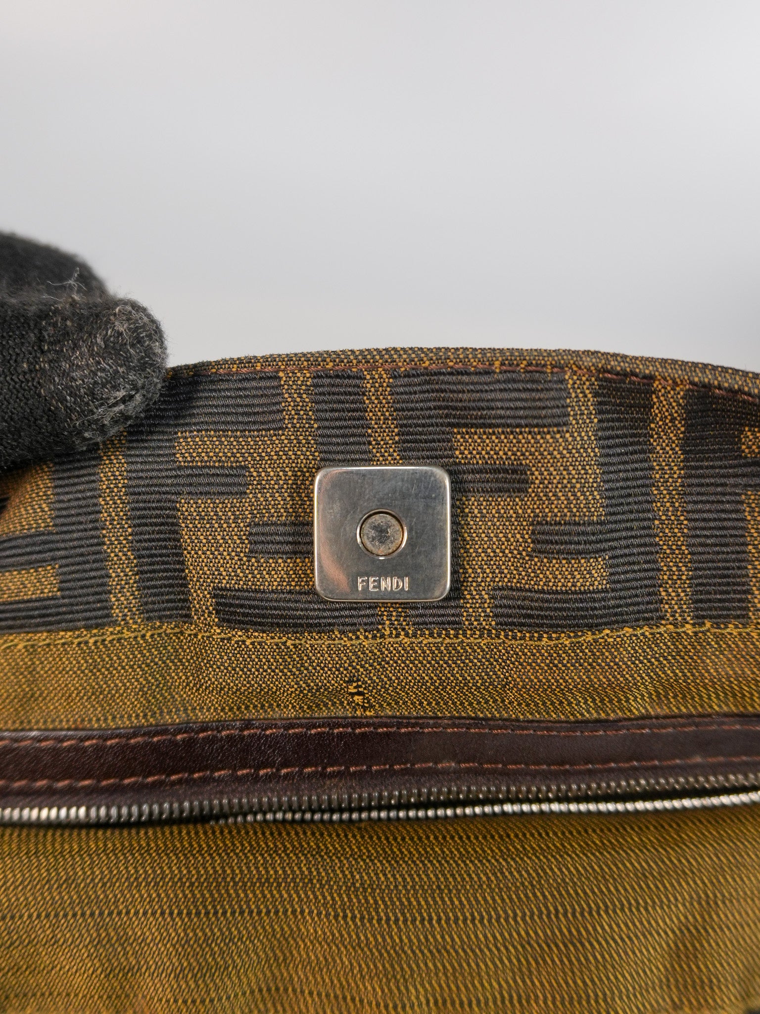 Vintage Zucca Canvas & Calfskin Leather Small Tote Bag | Purse Maison Luxury Bags Shop