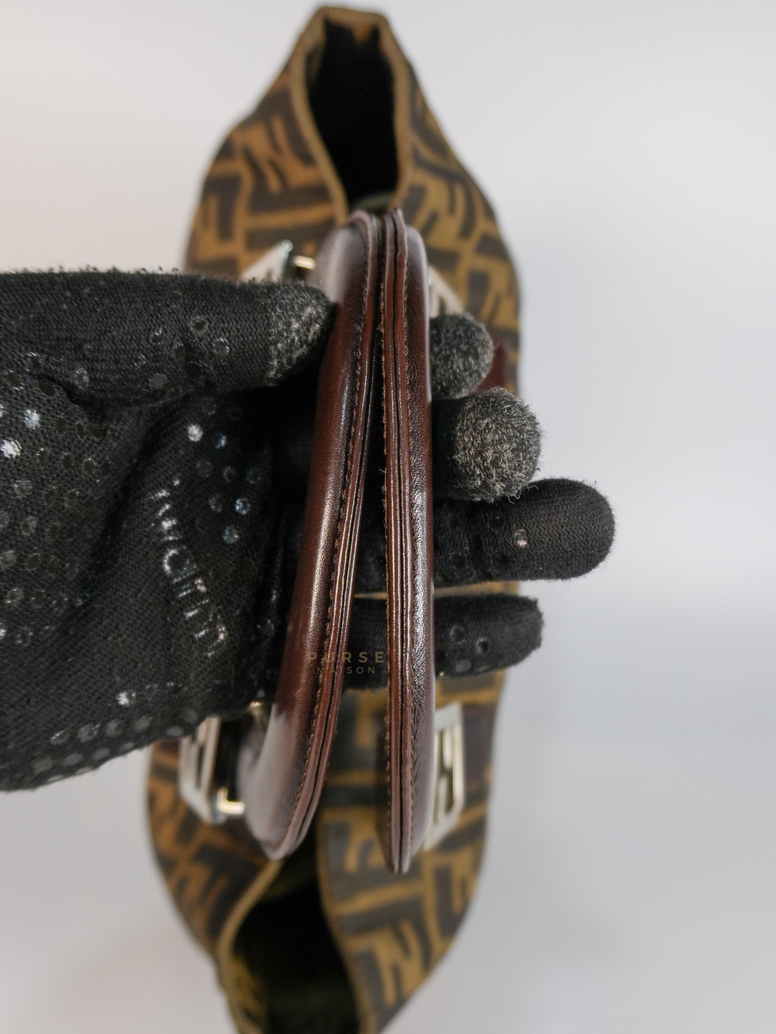 Vintage Zucca Canvas & Calfskin Leather Small Tote Bag | Purse Maison Luxury Bags Shop