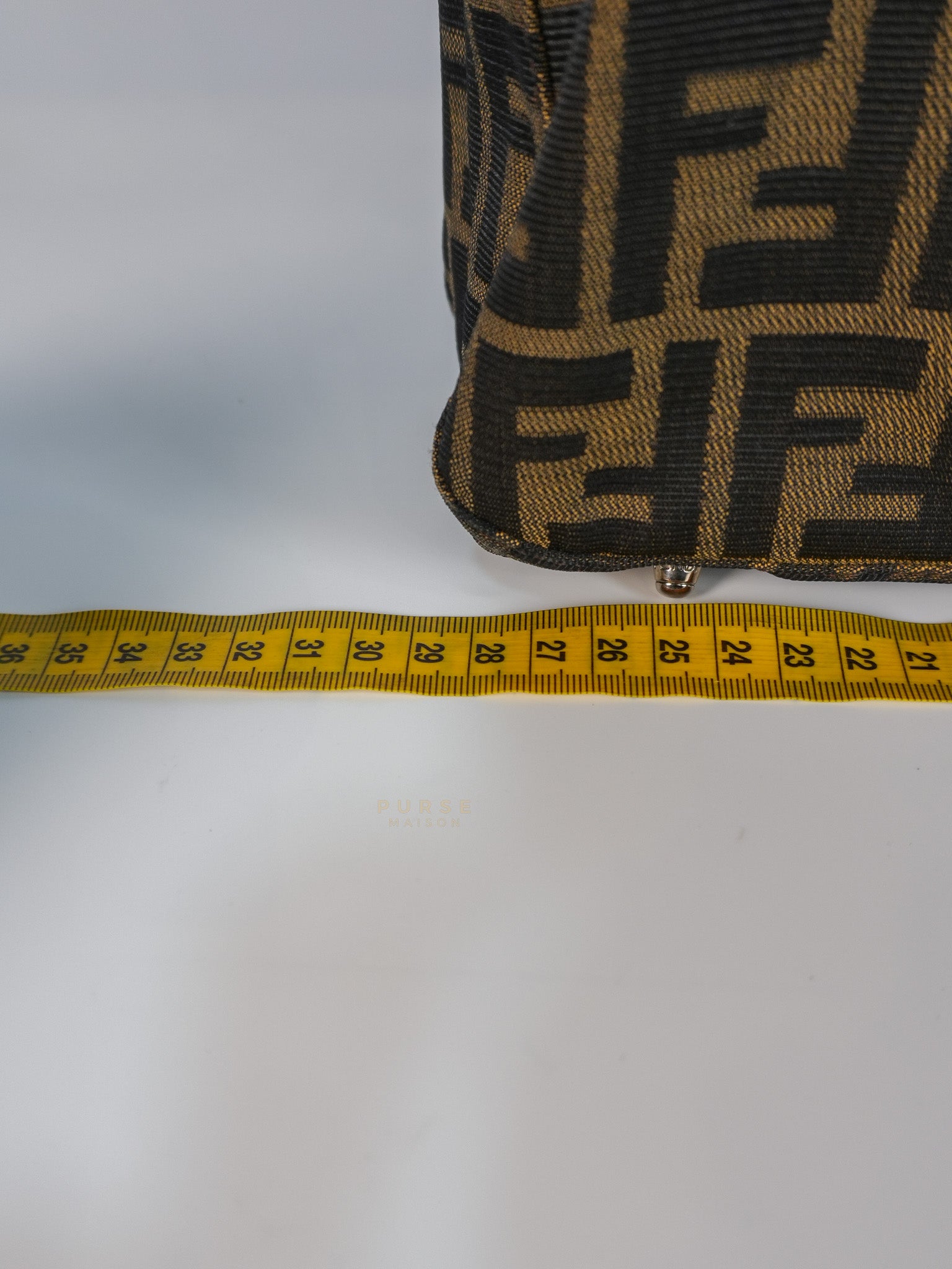 Vintage Zucca Canvas & Calfskin Leather Small Tote Bag | Purse Maison Luxury Bags Shop