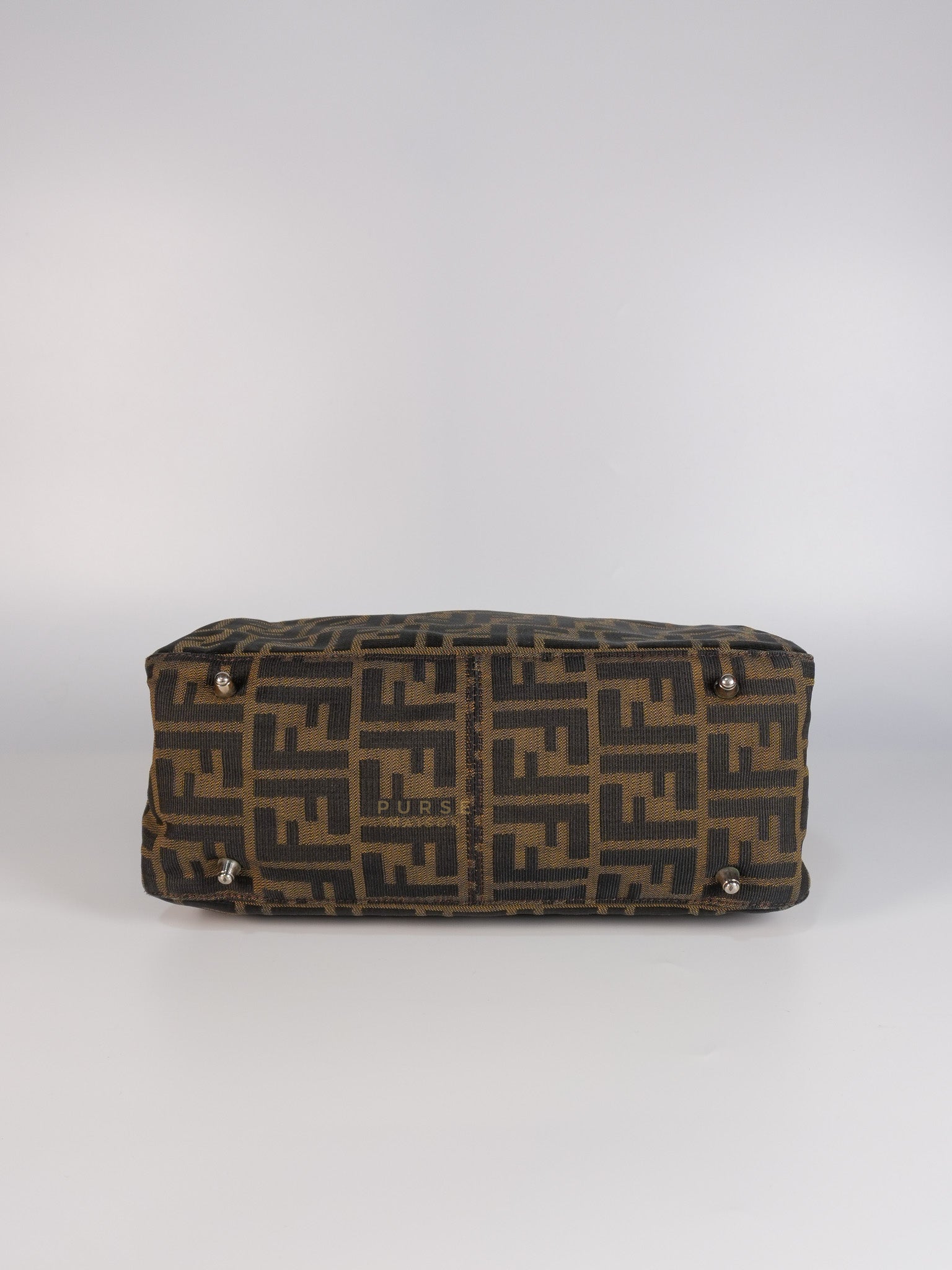 Vintage Zucca Canvas & Calfskin Leather Small Tote Bag | Purse Maison Luxury Bags Shop