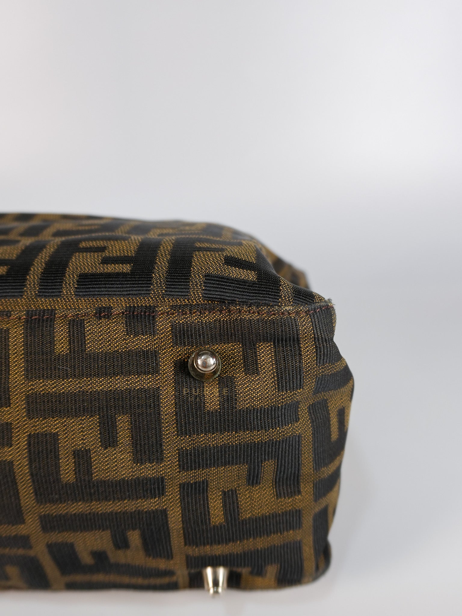 Vintage Zucca Canvas & Calfskin Leather Small Tote Bag | Purse Maison Luxury Bags Shop