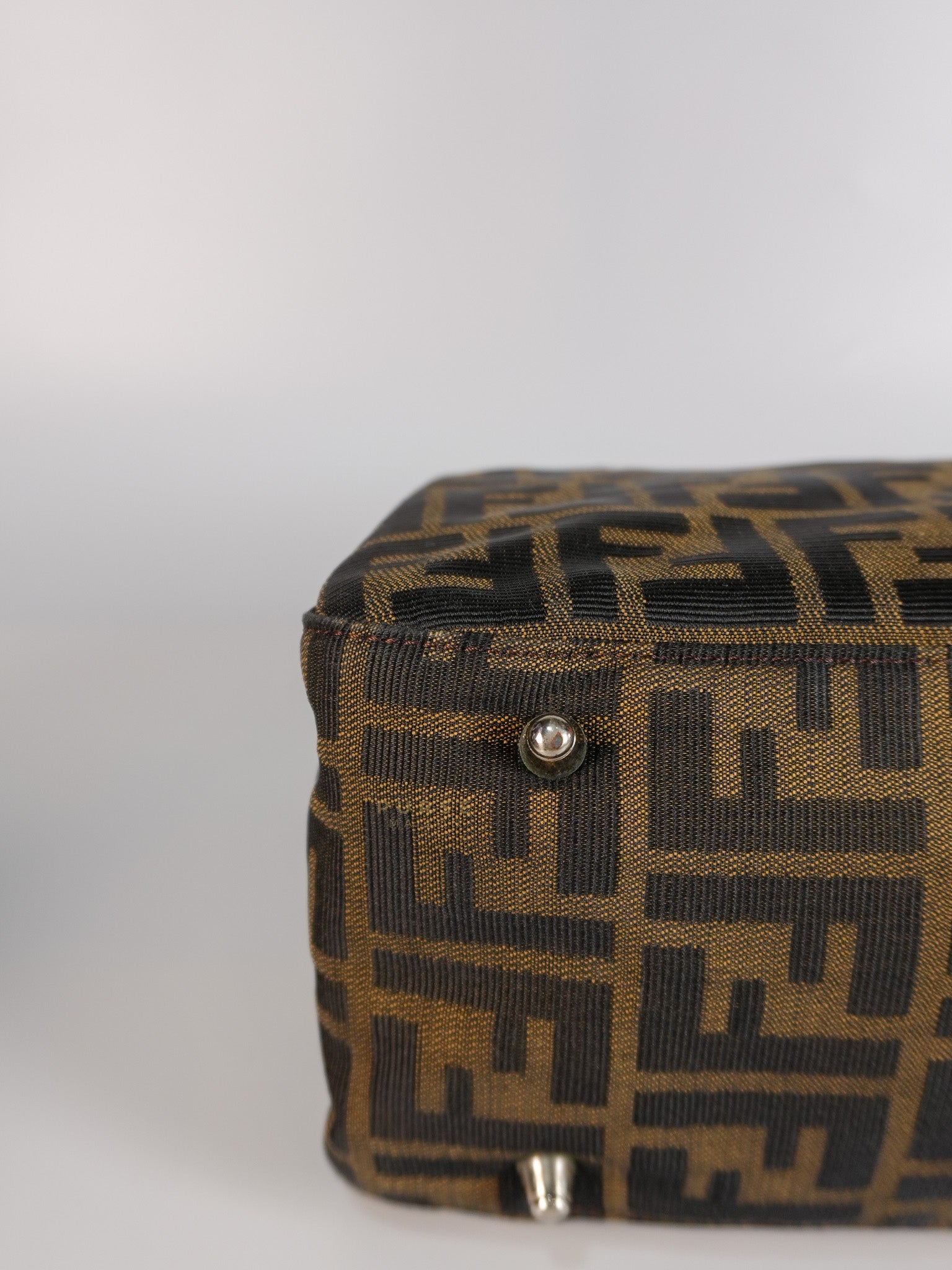 Vintage Zucca Canvas & Calfskin Leather Small Tote Bag | Purse Maison Luxury Bags Shop