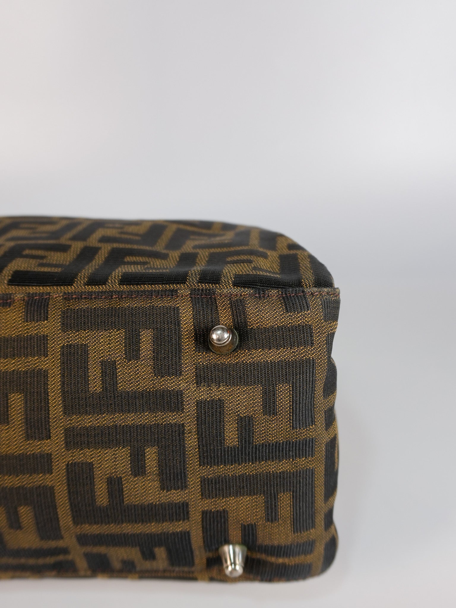 Vintage Zucca Canvas & Calfskin Leather Small Tote Bag | Purse Maison Luxury Bags Shop