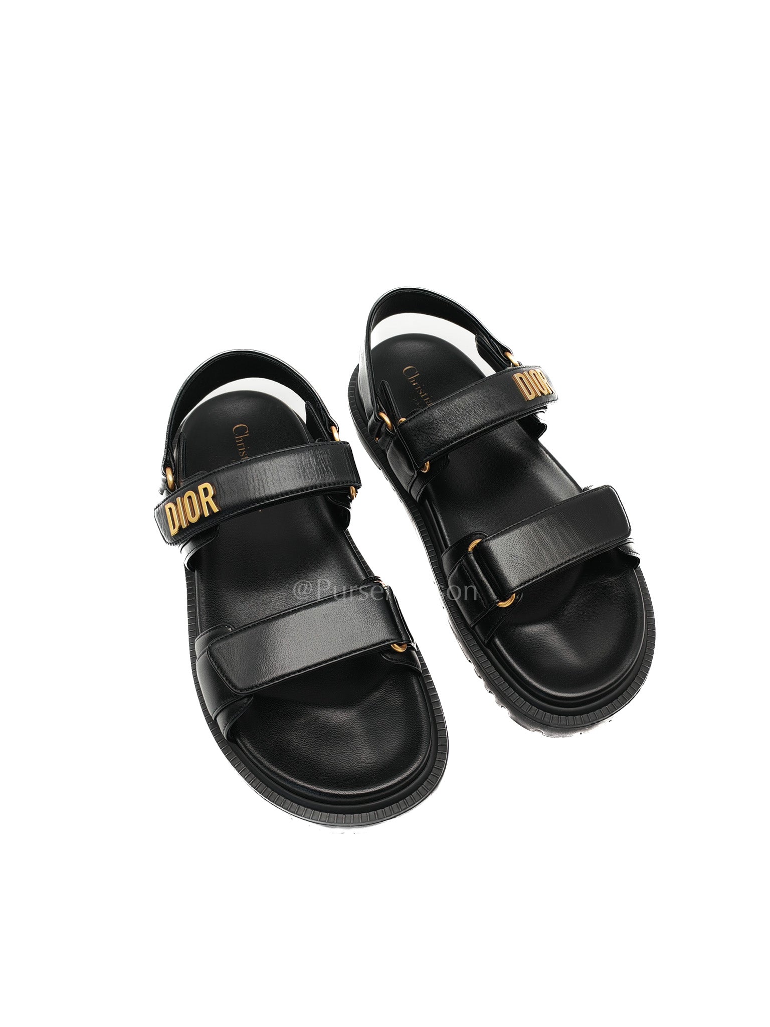Dioract Black Lambskin Women’s Sandals Size 38EU (24.5cm)