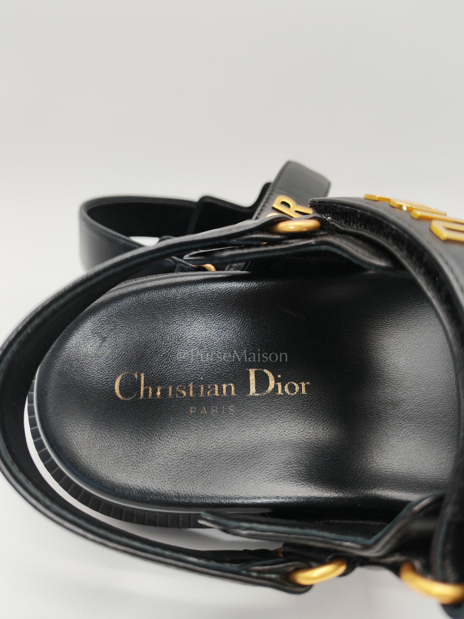 Dioract Black Lambskin Women’s Sandals Size 38EU (24.5cm)