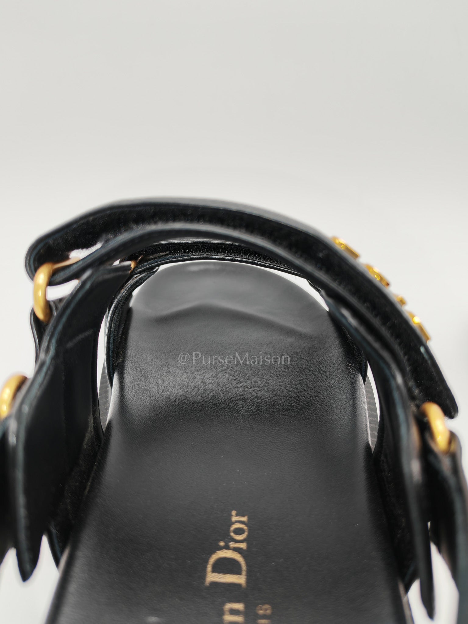 Dioract Black Lambskin Women’s Sandals Size 38EU (24.5cm)