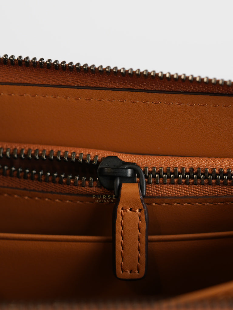 Visetoso Gold Calfskin Leather Zippy Wallet | Purse Maison Luxury Bags Shop