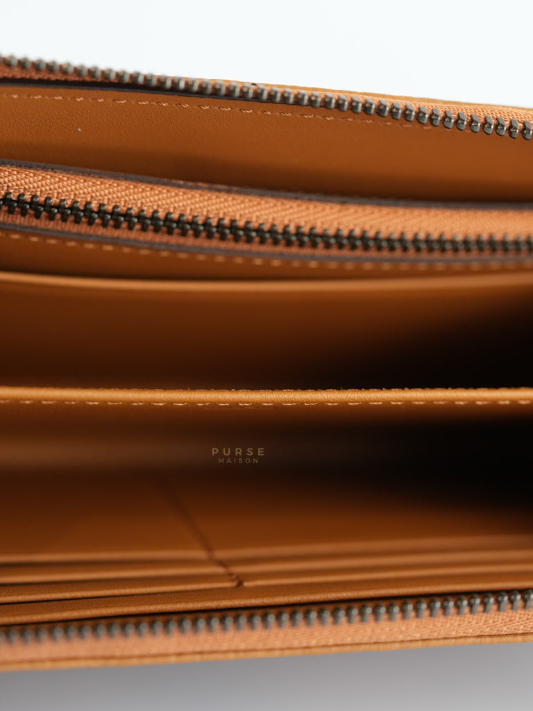 Visetoso Gold Calfskin Leather Zippy Wallet | Purse Maison Luxury Bags Shop