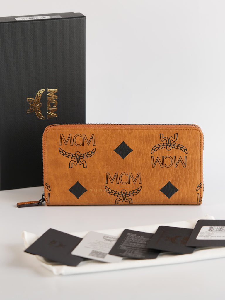 Visetoso Gold Calfskin Leather Zippy Wallet | Purse Maison Luxury Bags Shop