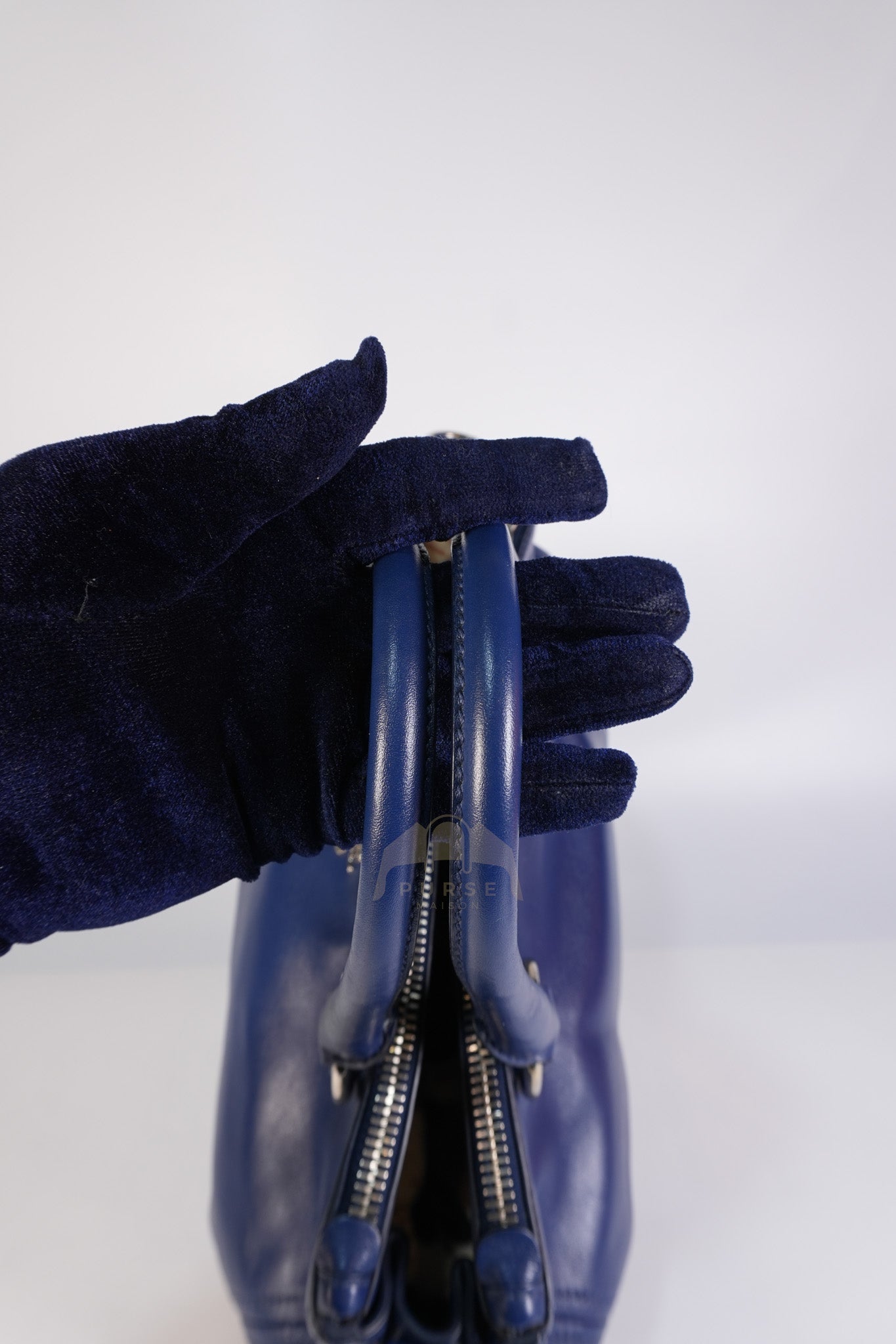 Vitello Daino Blue Soft Calf Leather Two-way Shoulder Bag | Purse Maison Luxury Bags Shop