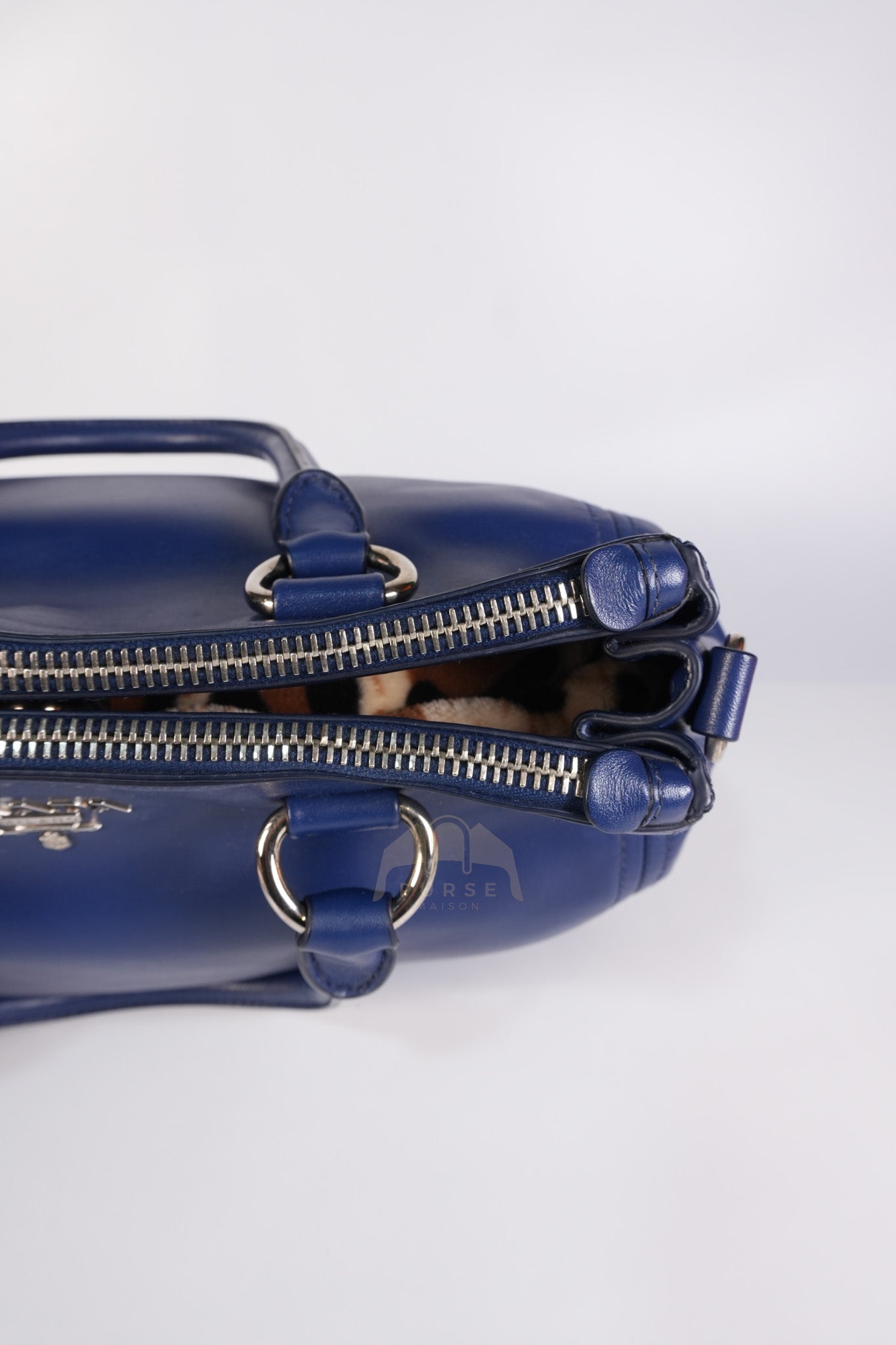 Vitello Daino Blue Soft Calf Leather Two-way Shoulder Bag | Purse Maison Luxury Bags Shop