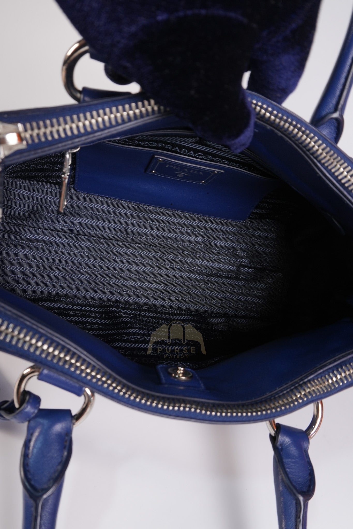 Vitello Daino Blue Soft Calf Leather Two-way Shoulder Bag | Purse Maison Luxury Bags Shop