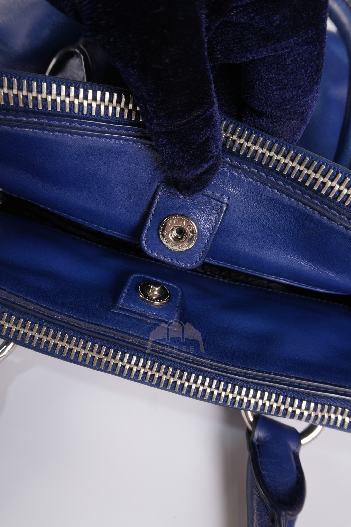 Vitello Daino Blue Soft Calf Leather Two-way Shoulder Bag | Purse Maison Luxury Bags Shop