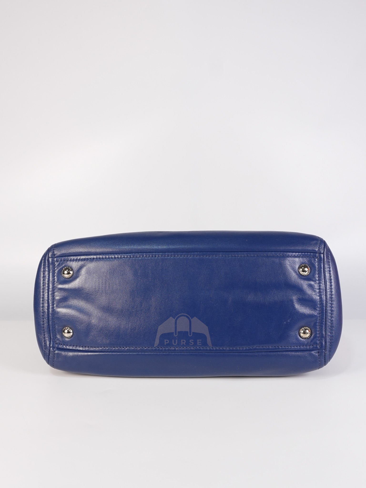 Vitello Daino Blue Soft Calf Leather Two-way Shoulder Bag | Purse Maison Luxury Bags Shop