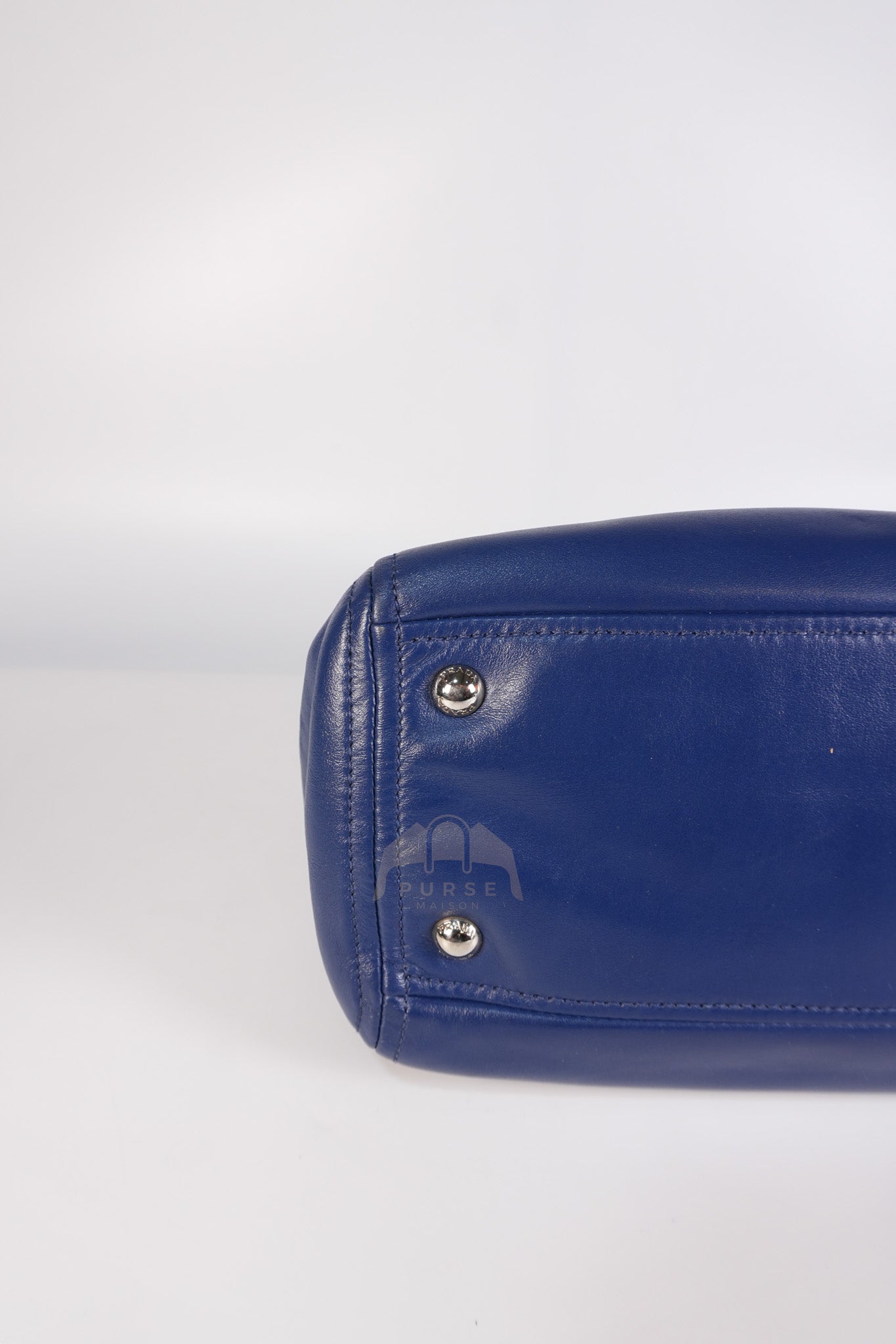 Vitello Daino Blue Soft Calf Leather Two-way Shoulder Bag | Purse Maison Luxury Bags Shop