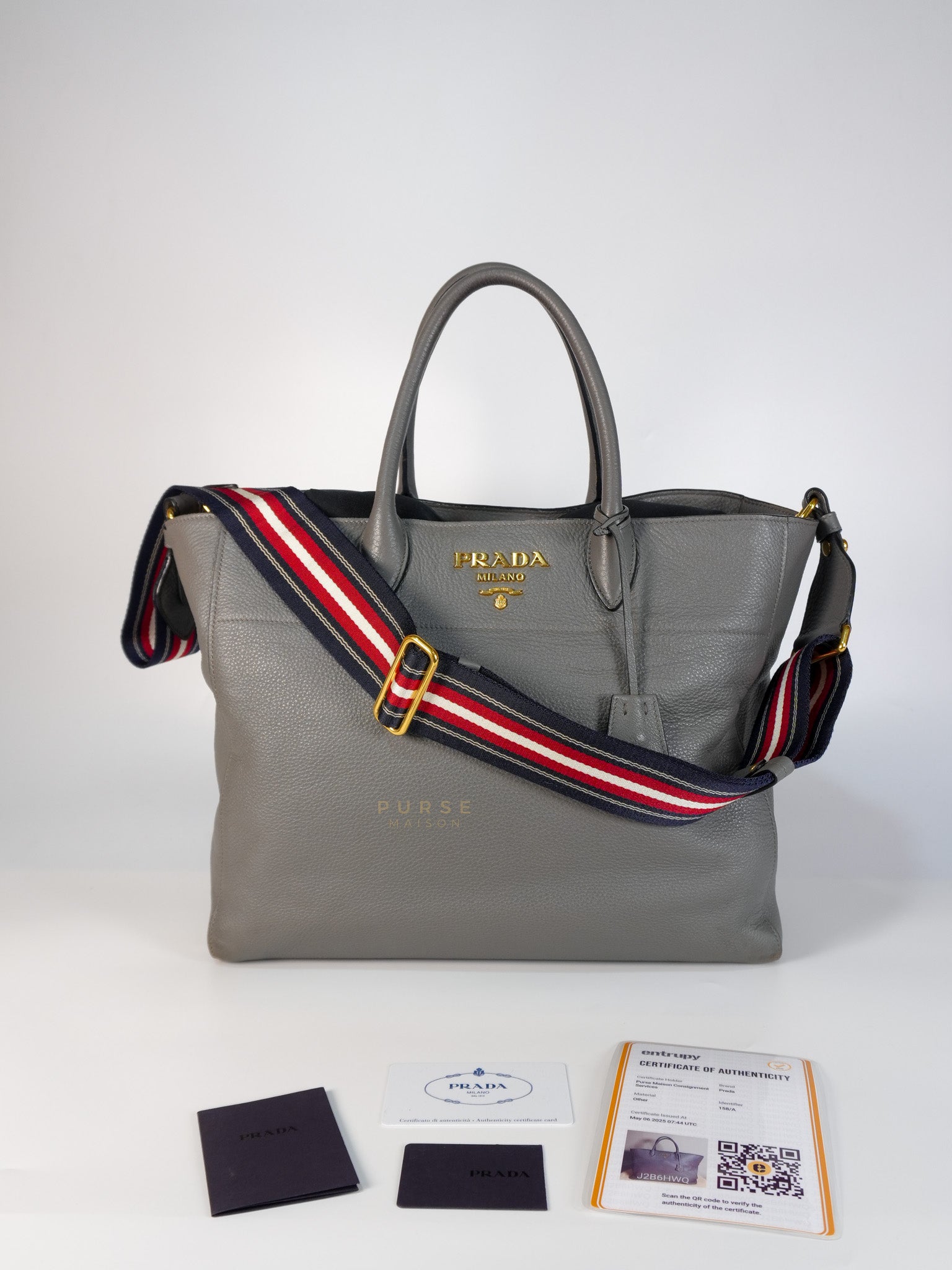 Vitello Daino Large Tote Bag in Clay Gray | Purse Maison Luxury Bags Shop