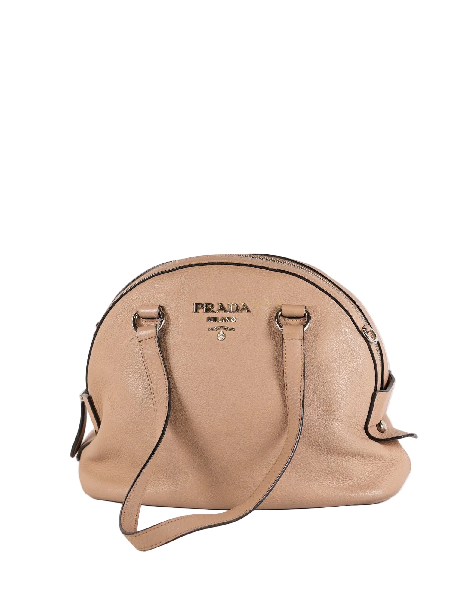 Vitello Daino Shoulder Bag in Dark Beige Leather | Purse Maison Luxury Bags Shop