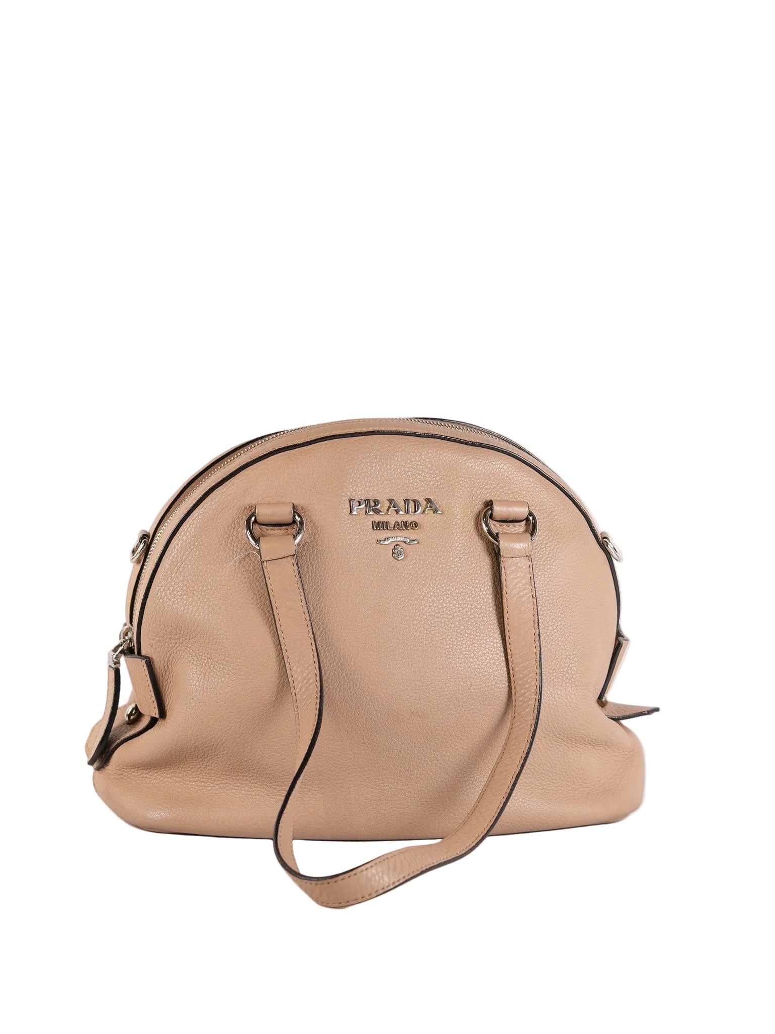 Vitello Daino Shoulder Bag in Dark Beige Leather | Purse Maison Luxury Bags Shop