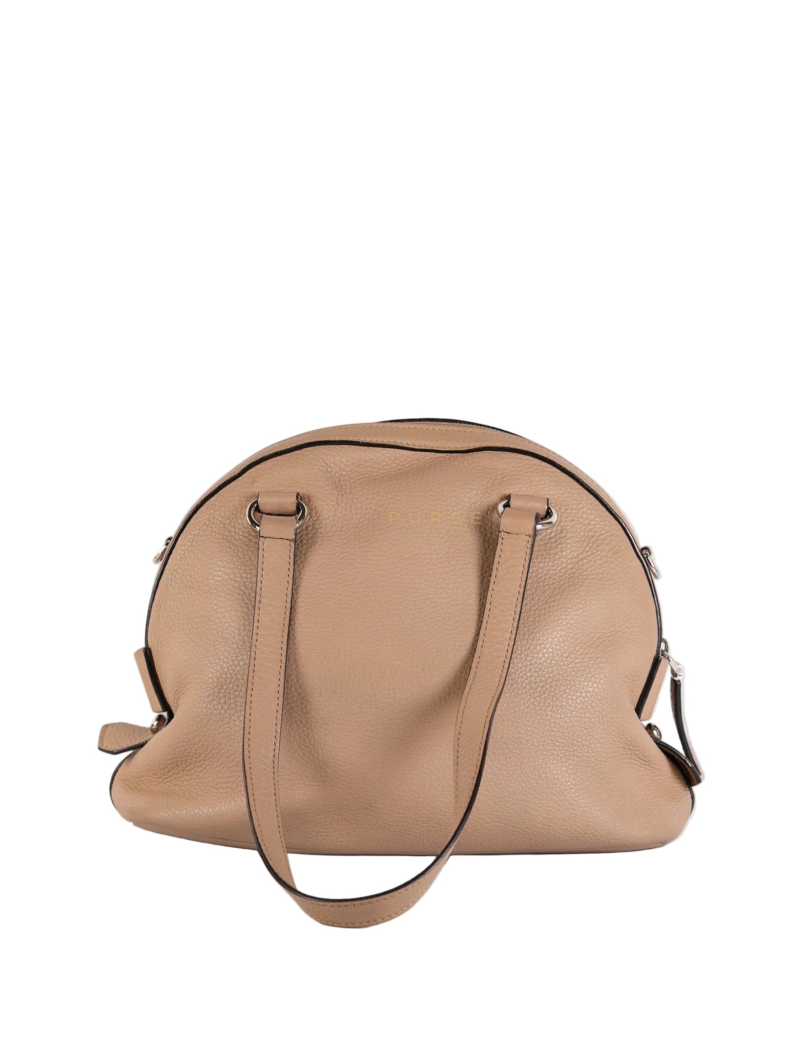 Vitello Daino Shoulder Bag in Dark Beige Leather | Purse Maison Luxury Bags Shop