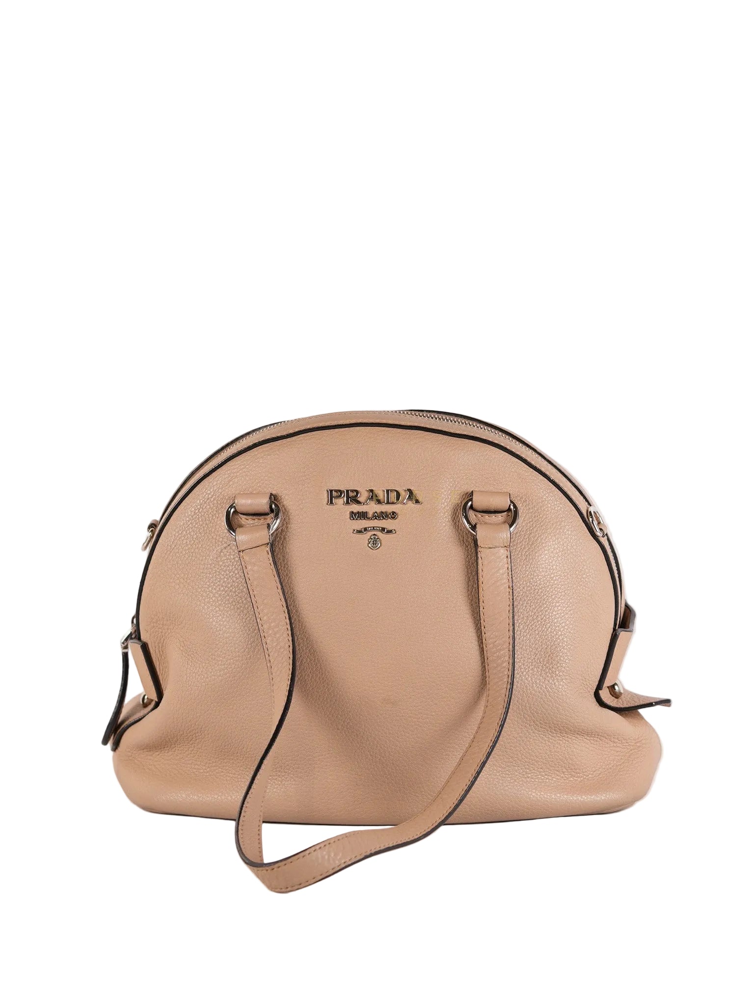 Vitello Daino Shoulder Bag in Dark Beige Leather | Purse Maison Luxury Bags Shop