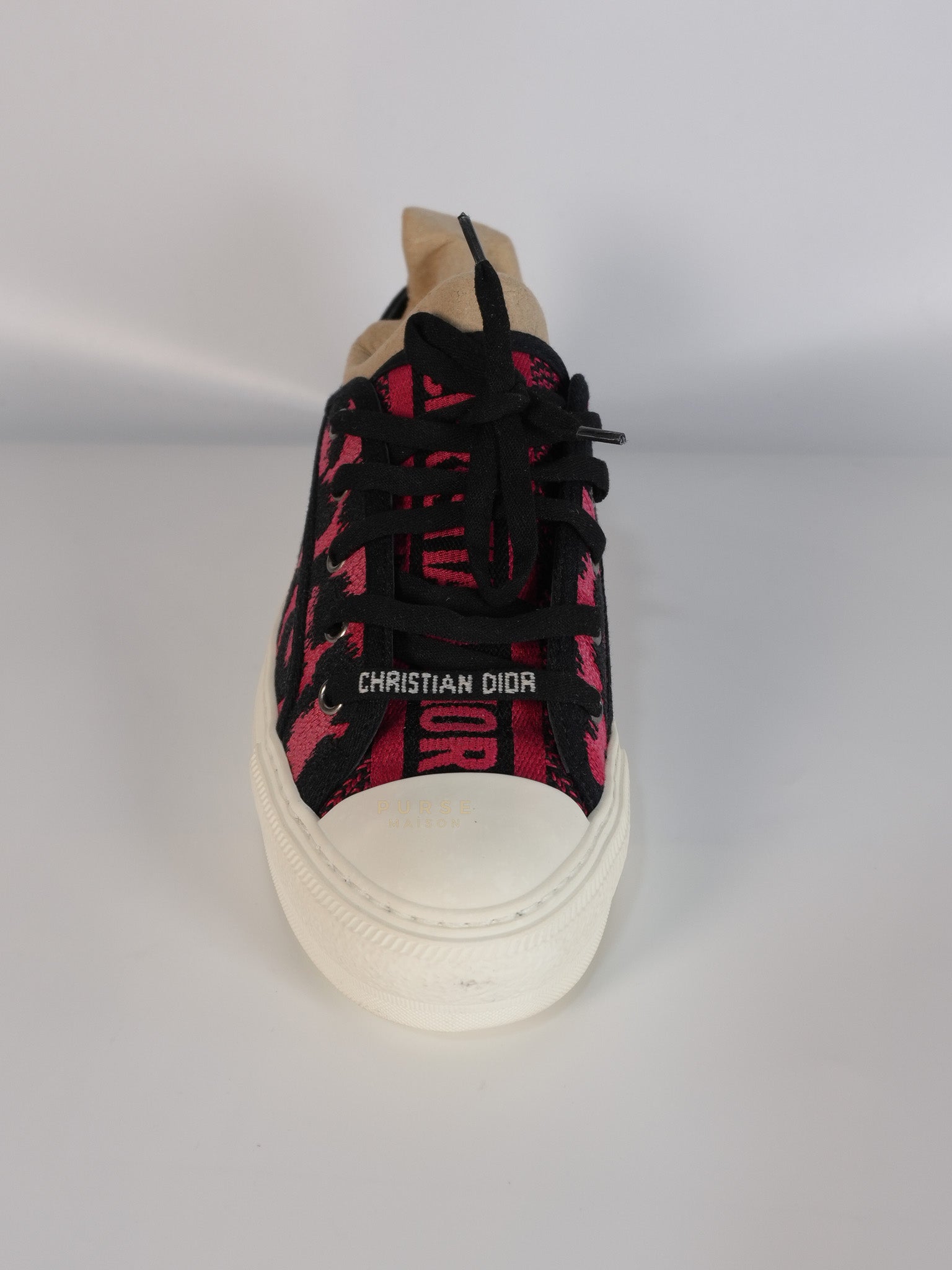 Walk'N Dior Black Pink Leopard Low Top Trainer Sneaker 38.5 EU (24cm) | Purse Maison Luxury Bags Shop