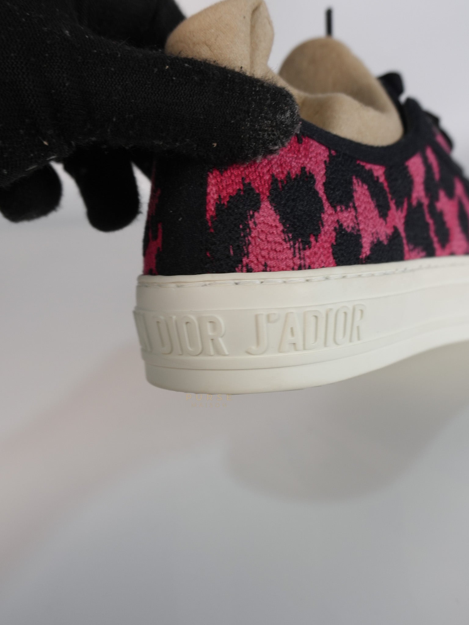 Walk'N Dior Black Pink Leopard Low Top Trainer Sneaker 38.5 EU (24cm) | Purse Maison Luxury Bags Shop