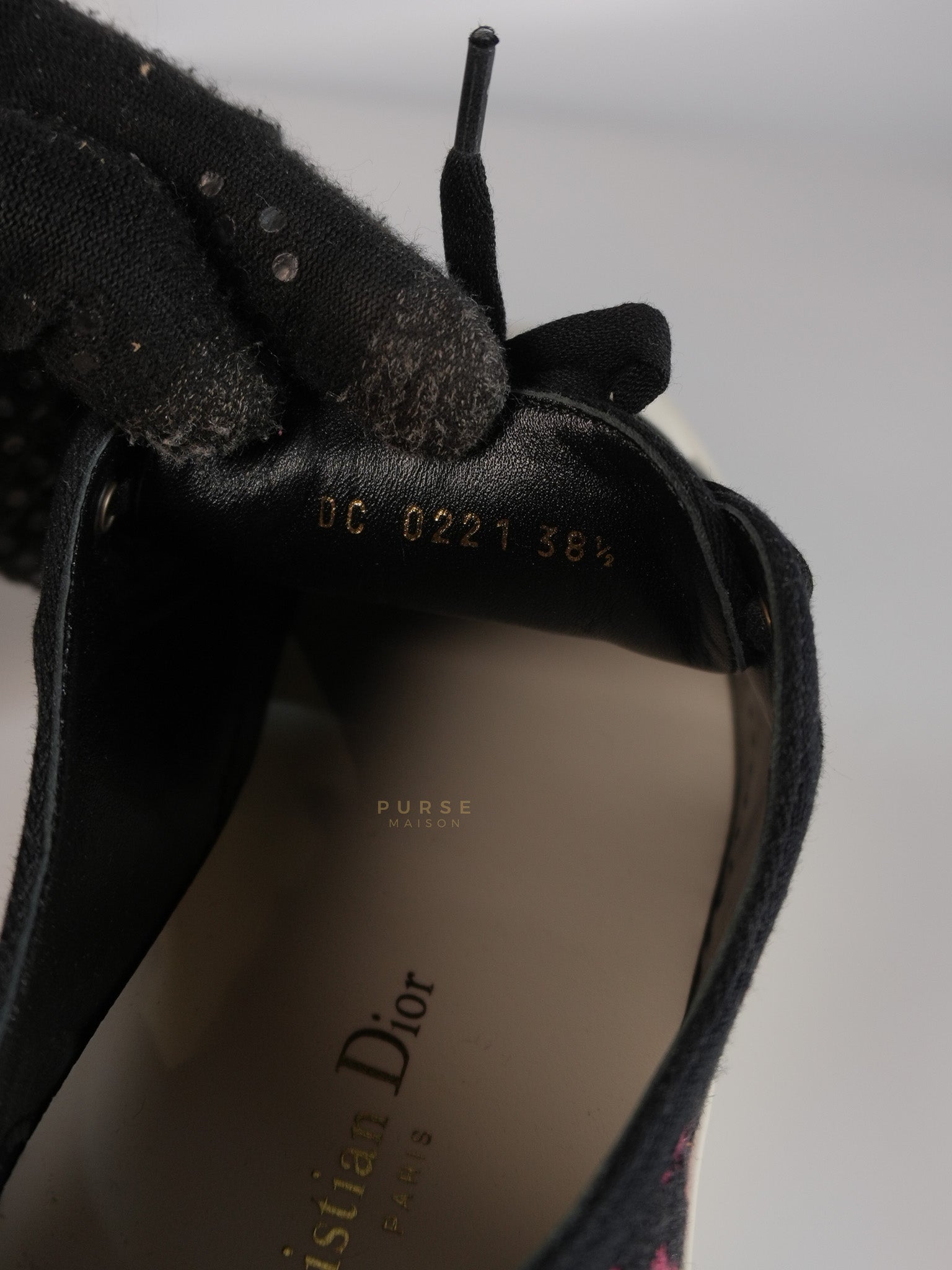 Walk'N Dior Black Pink Leopard Low Top Trainer Sneaker 38.5 EU (24cm) | Purse Maison Luxury Bags Shop